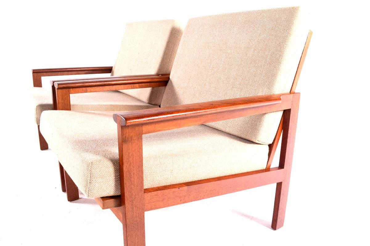 Midcentury Pair of Illum Wikkelso Teak Easy Chairs, 1960s 1