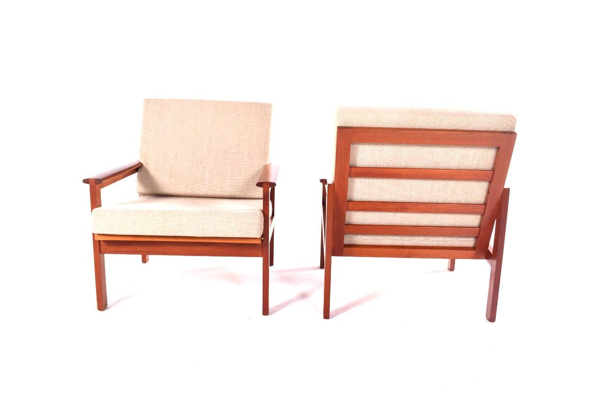 Midcentury Pair of Illum Wikkelso Teak Easy Chairs, 1960s 2