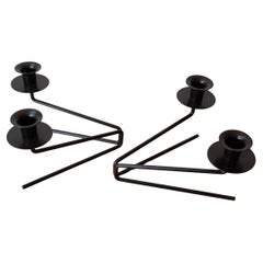 Mid Century Pair of Iron Centerpiece Candle Holders