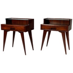 Midcentury Pair of Italian Double Shelve  Bedside Tables, 1950