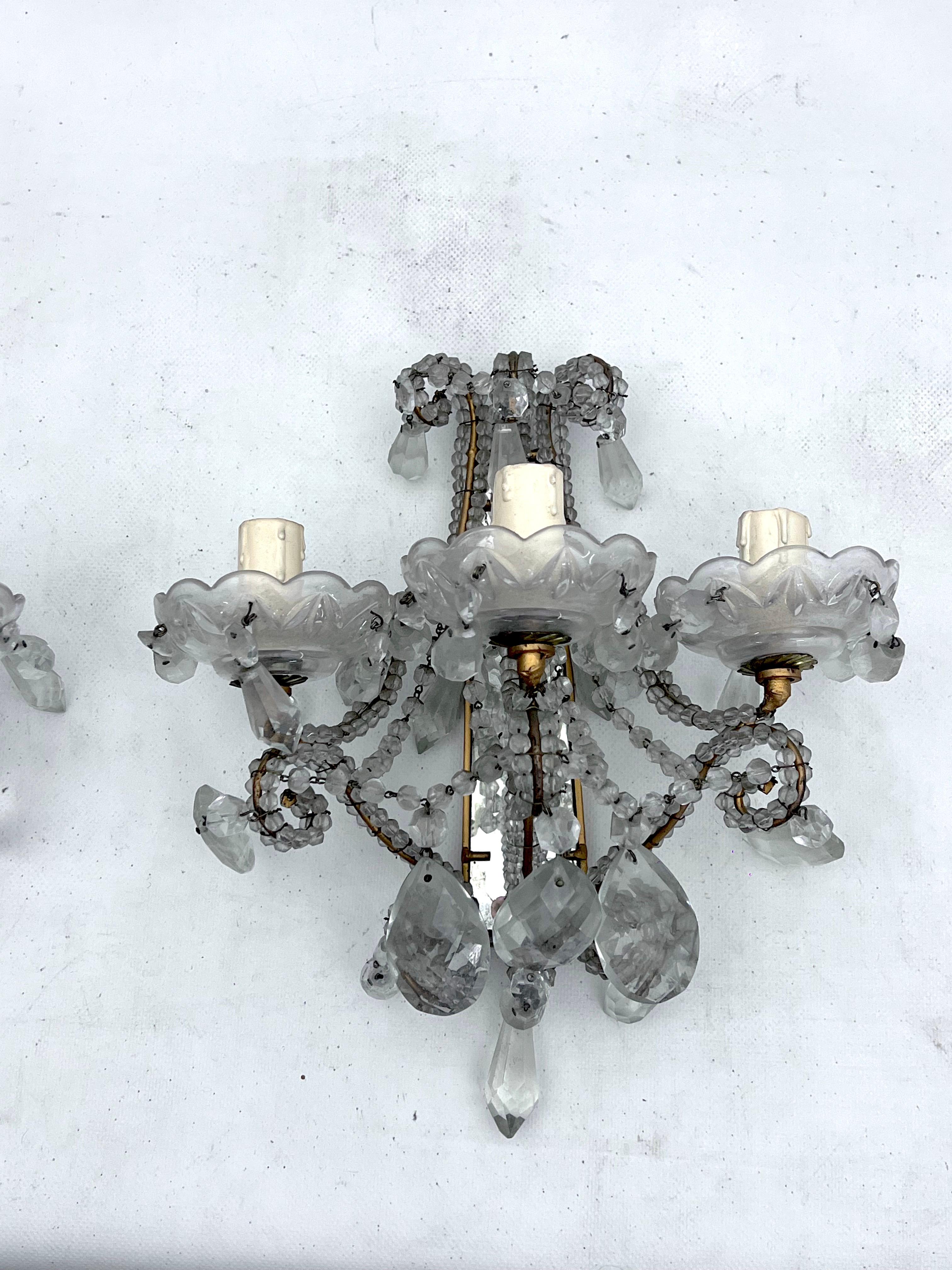 Mid-Century pair of Italian Maria Teresa sconces from 40s In Good Condition For Sale In Catania, CT