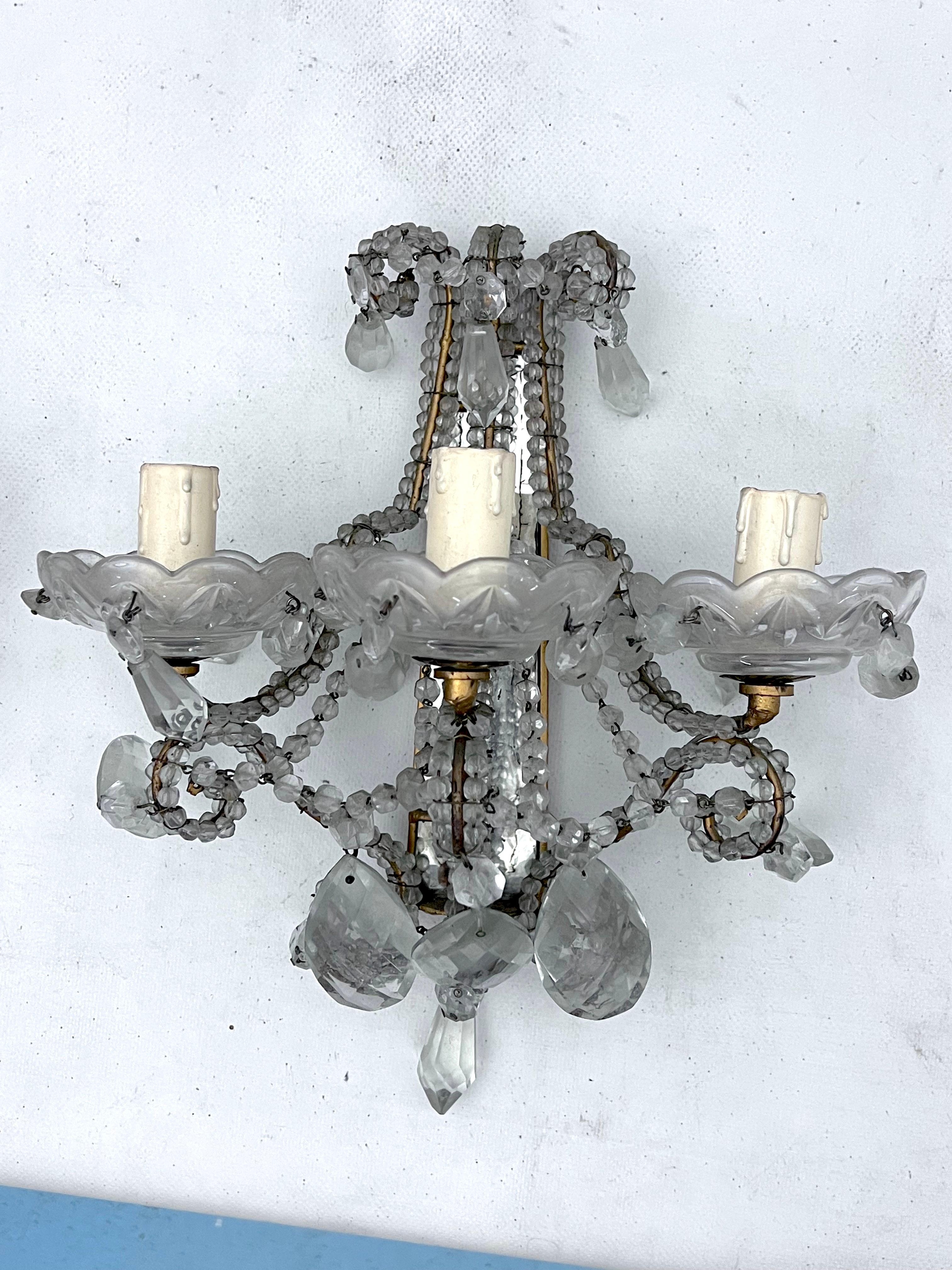 Mid-Century pair of Italian Maria Teresa sconces from 40s For Sale 3