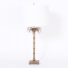 Mid-Century Pair of Italian Metal Palm Tree Table Lamps