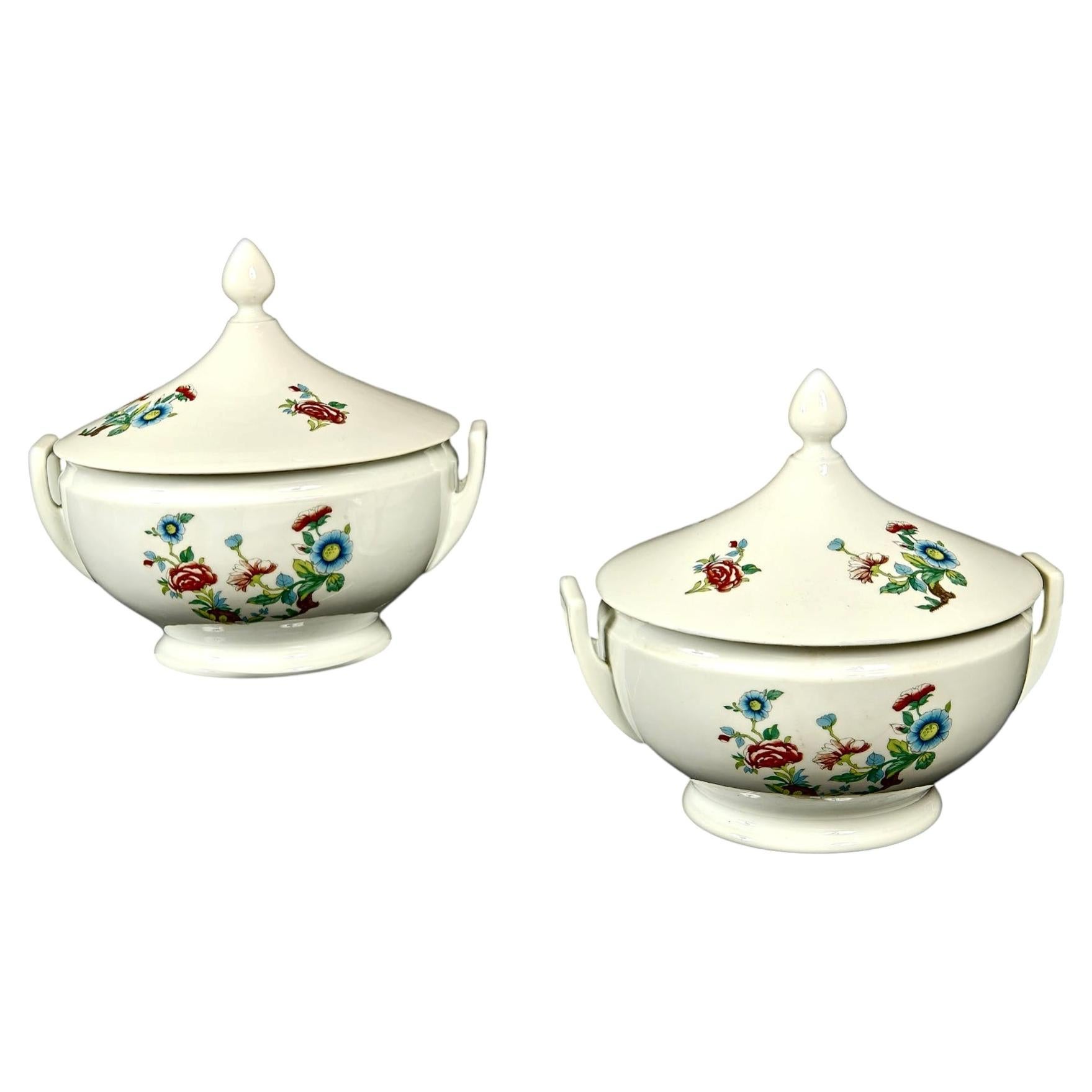 Mid-Century Pair of Italian Richard Ginori Soup Tureens Porcelain