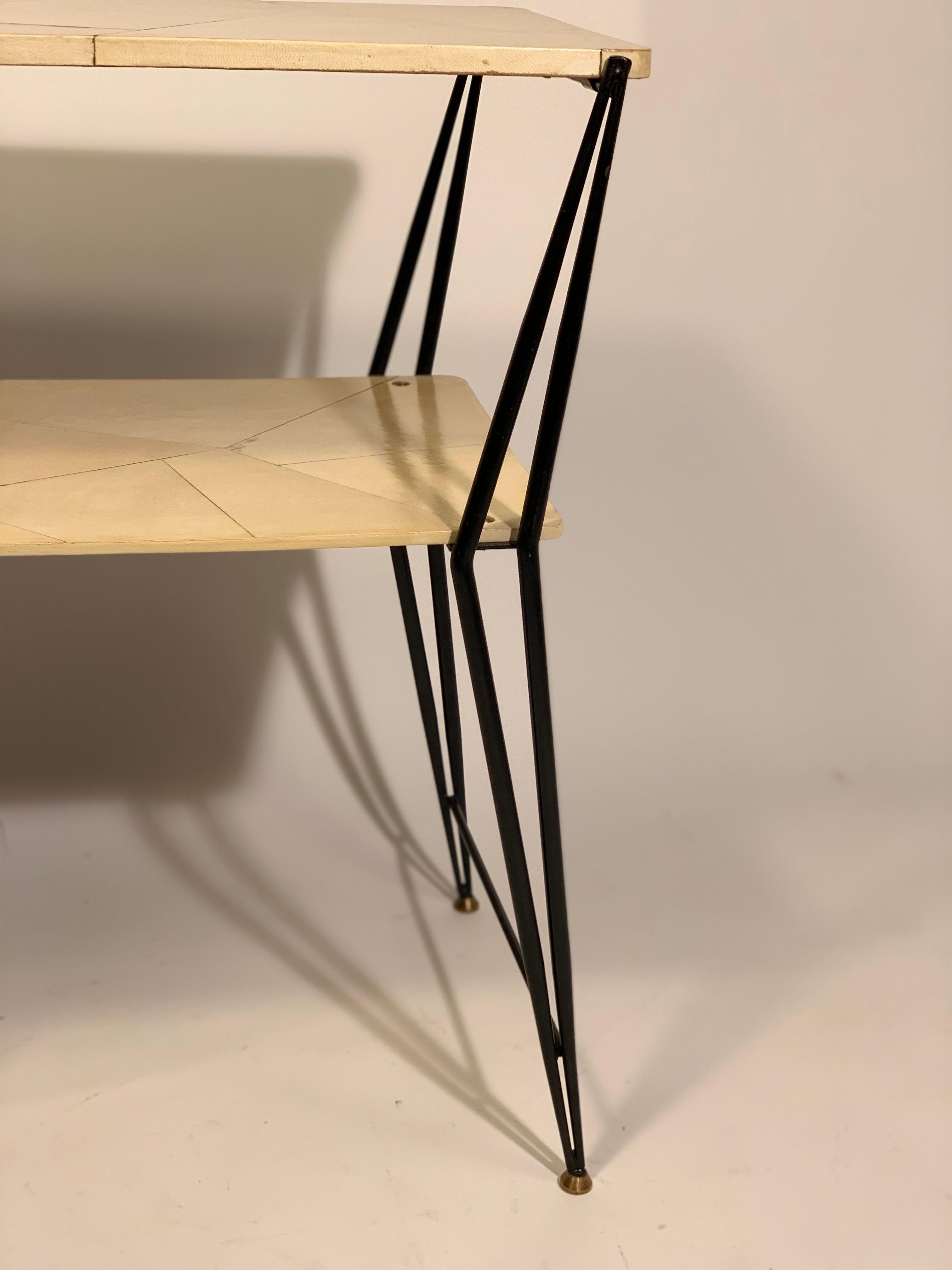 Mid-Century Pair of Italian Side Tables Bed Side Tables Brass and Parchment 10