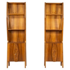 Mid-Century Pair of Italian Wall Units, Walnut, 1970s