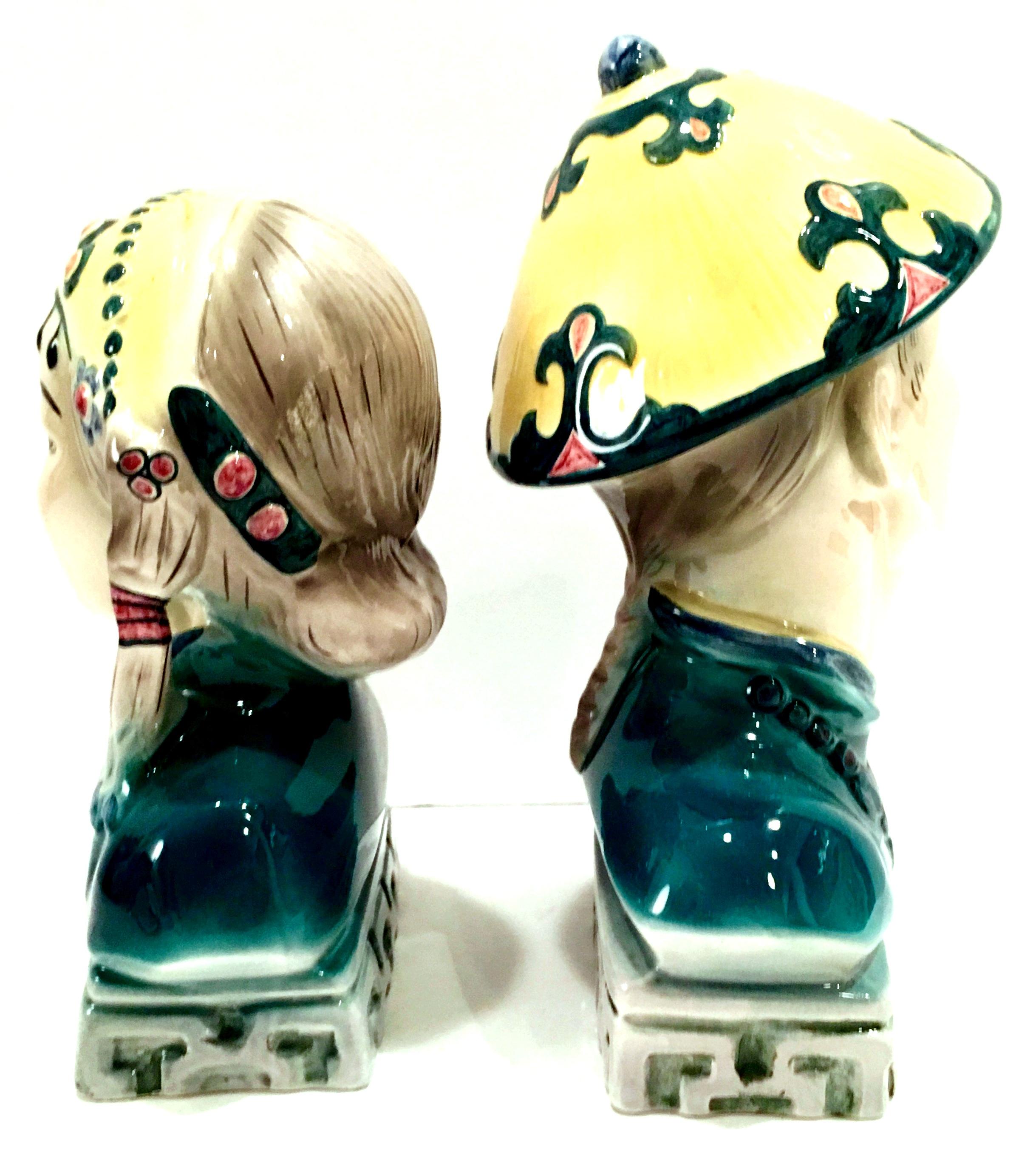 Hand-Painted Midcentury Pair of Japanese Hand Painted Porcelain Sculptures by Goldscheider For Sale