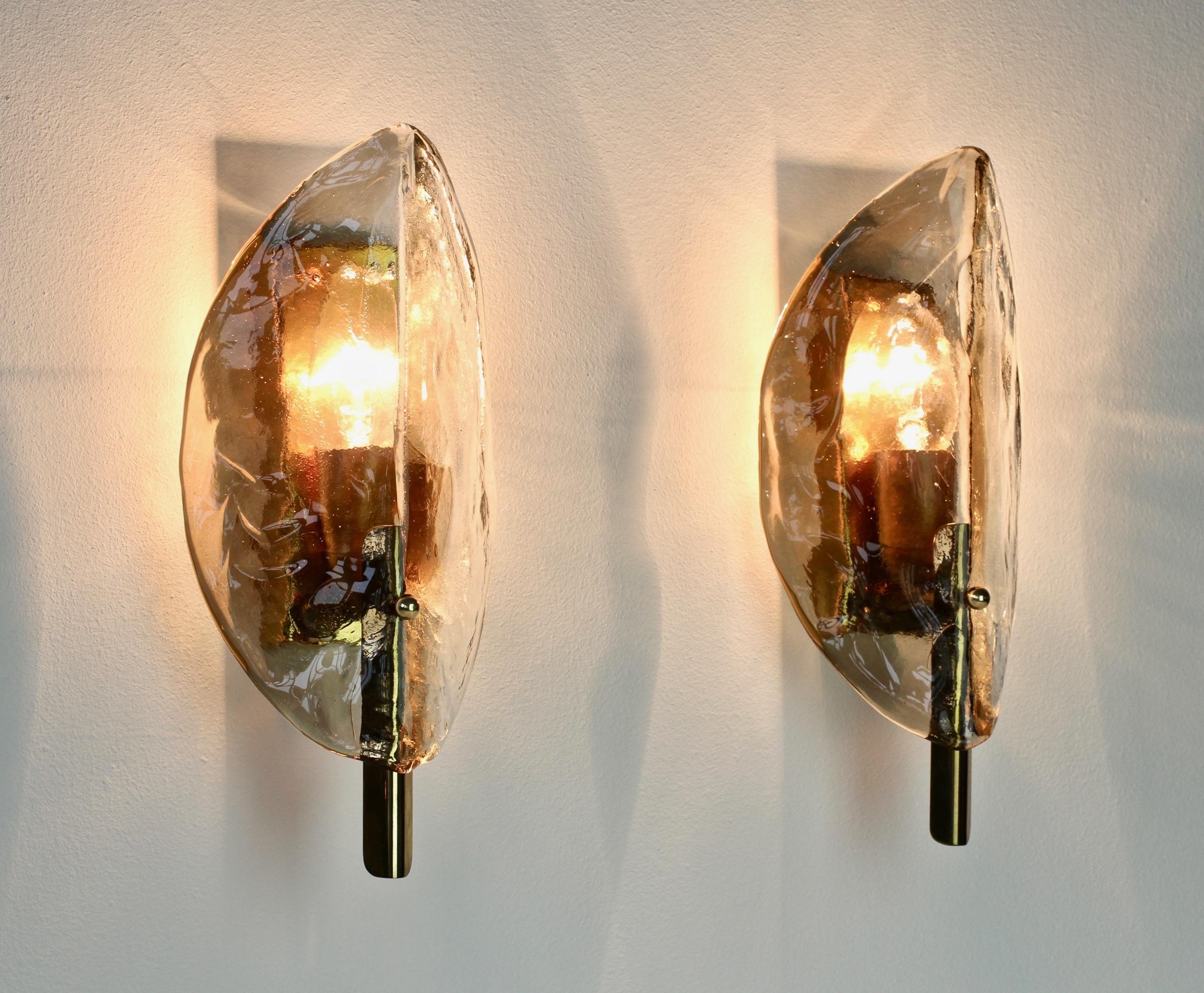 Midcentury Pair of Kalmar Mazzega Murano Glass Wall Lights or Sconces, 1970s 5