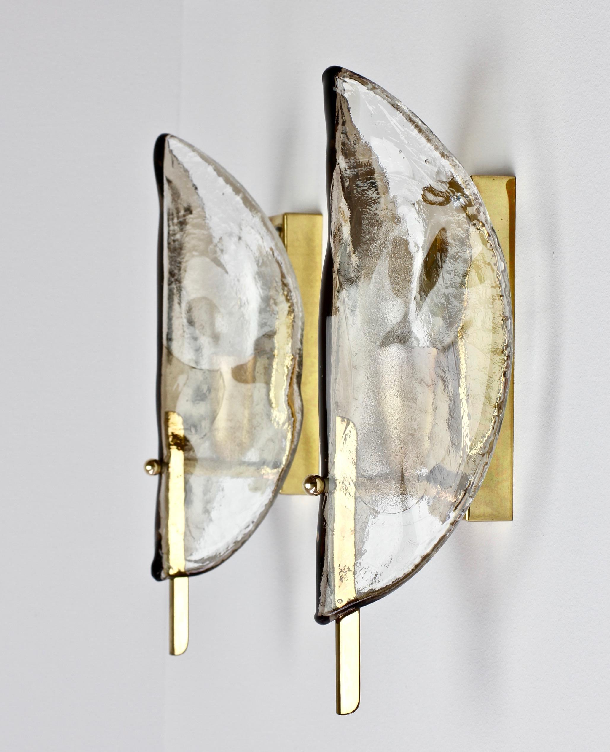 Polished Midcentury Pair of Kalmar Mazzega Murano Glass Wall Lights or Sconces, 1970s