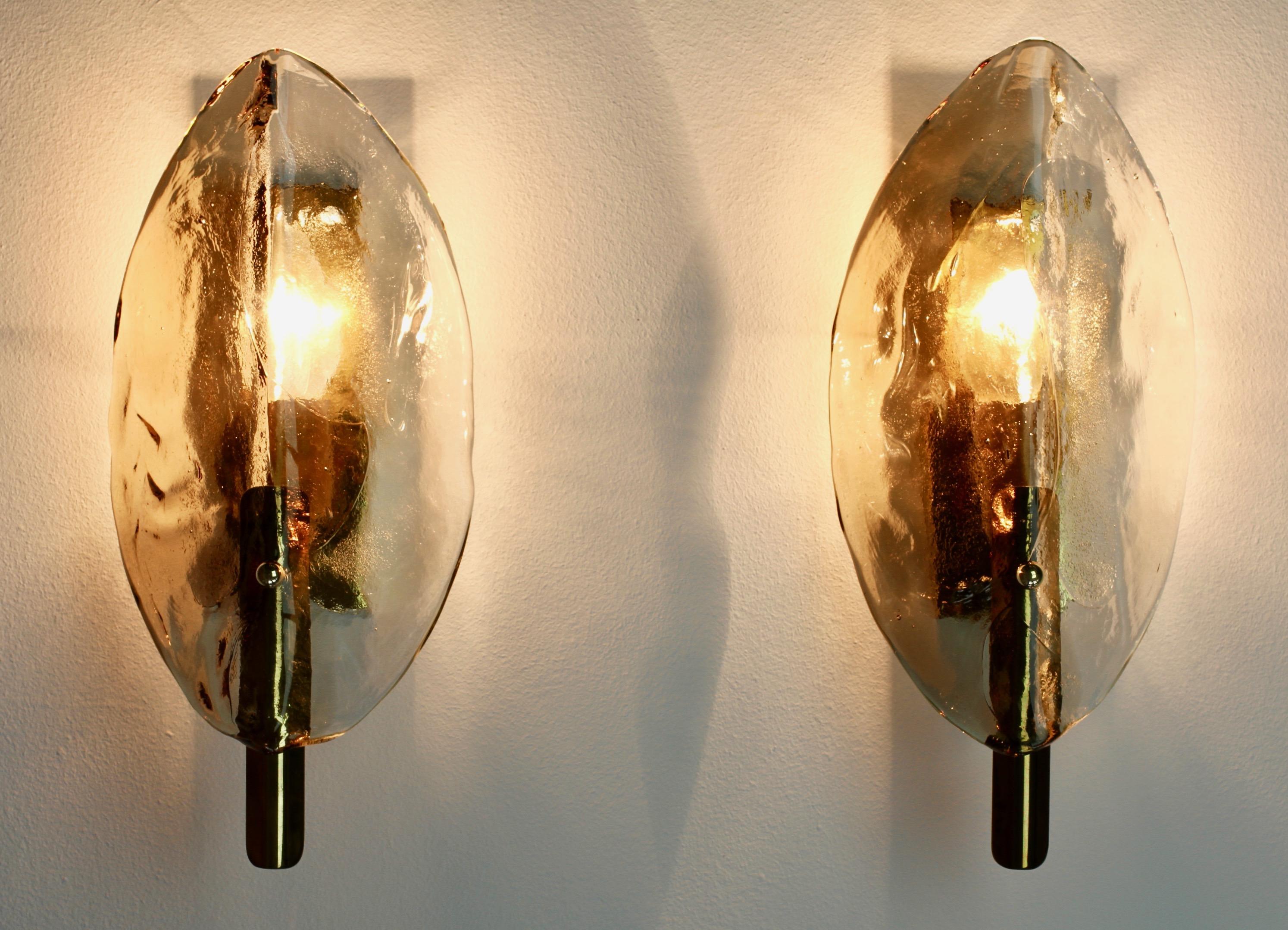Midcentury Pair of Kalmar Mazzega Murano Glass Wall Lights or Sconces, 1970s In Good Condition In Landau an der Isar, Bayern