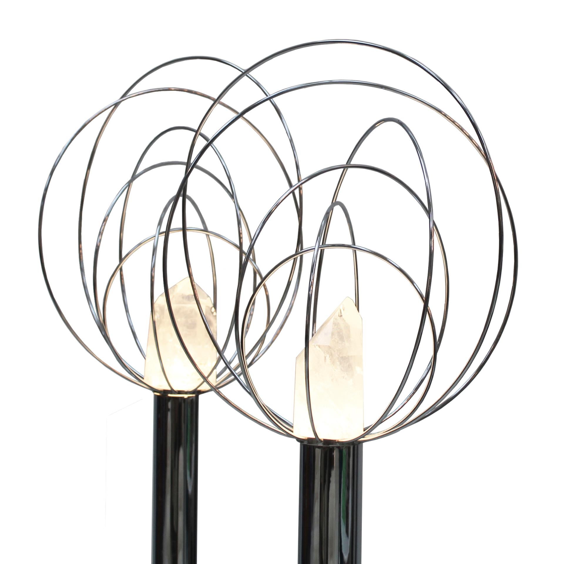 Mid-century Modern by Angelo Brotto Metal Barnaba Pair of Italian Lamps  For Sale 5