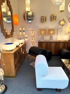 Mid-Century Pair of Lamps White Ceramic Enameled Feather. Italy, 1970s