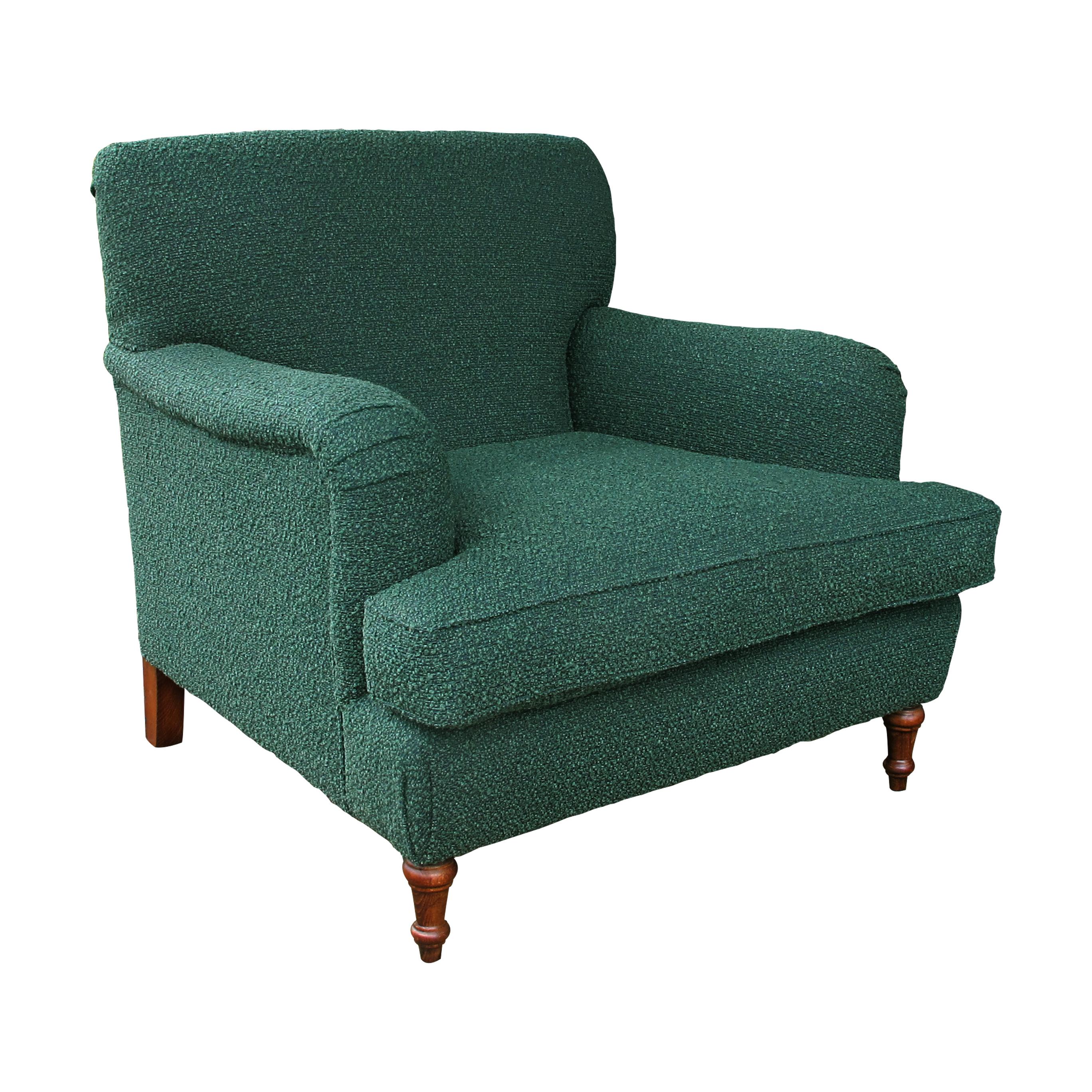 Mid-Century Modern Mid-century Pair of Large Swedish Armchairs Newly Upholstered In a Green Fabric For Sale