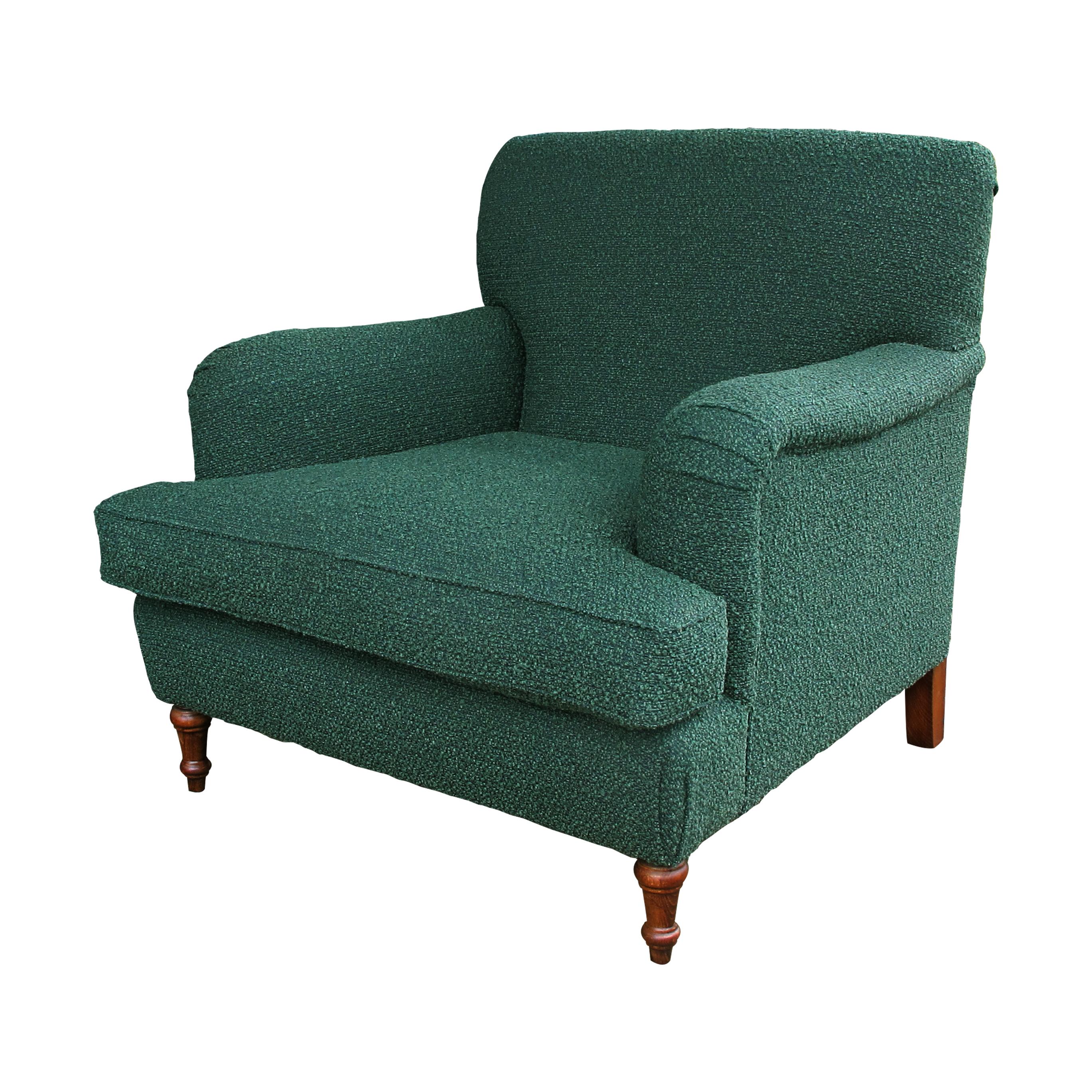 Other Mid-century Pair of Large Swedish Armchairs Newly Upholstered In a Green Fabric For Sale