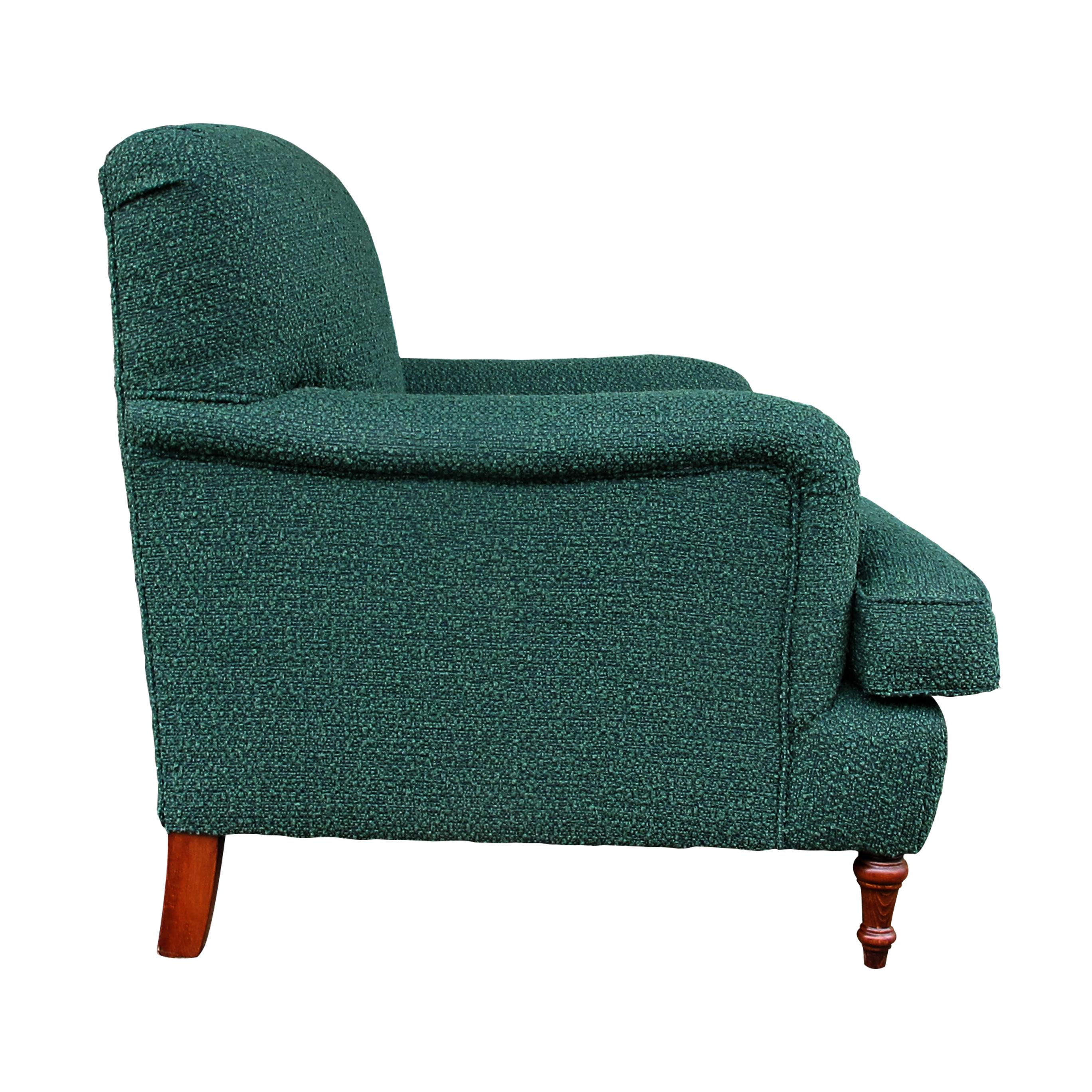 Mid-century Pair of Large Swedish Armchairs Newly Upholstered In a Green Fabric In Good Condition For Sale In London, GB