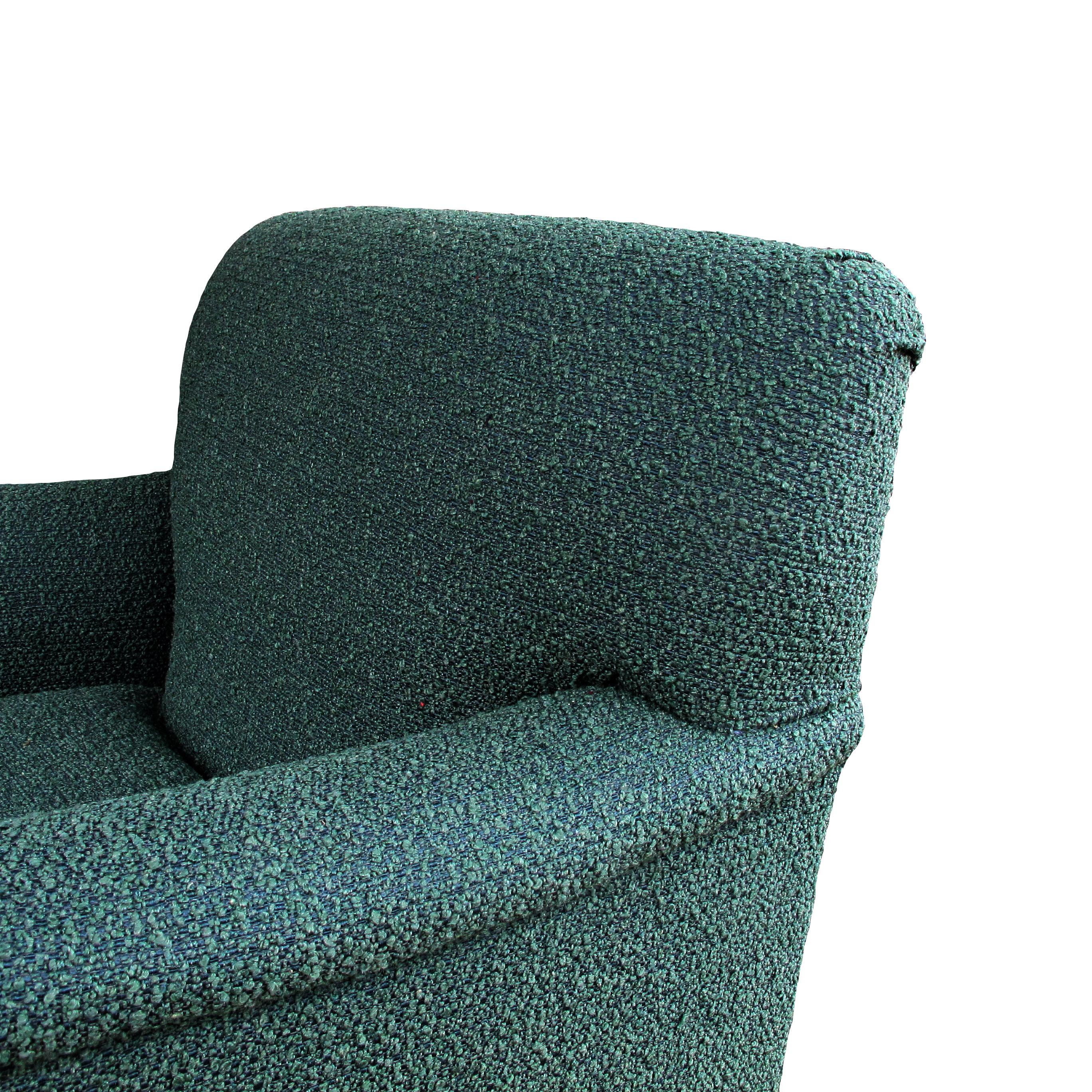 Mid-century Pair of Large Swedish Armchairs Newly Upholstered In a Green Fabric For Sale 1