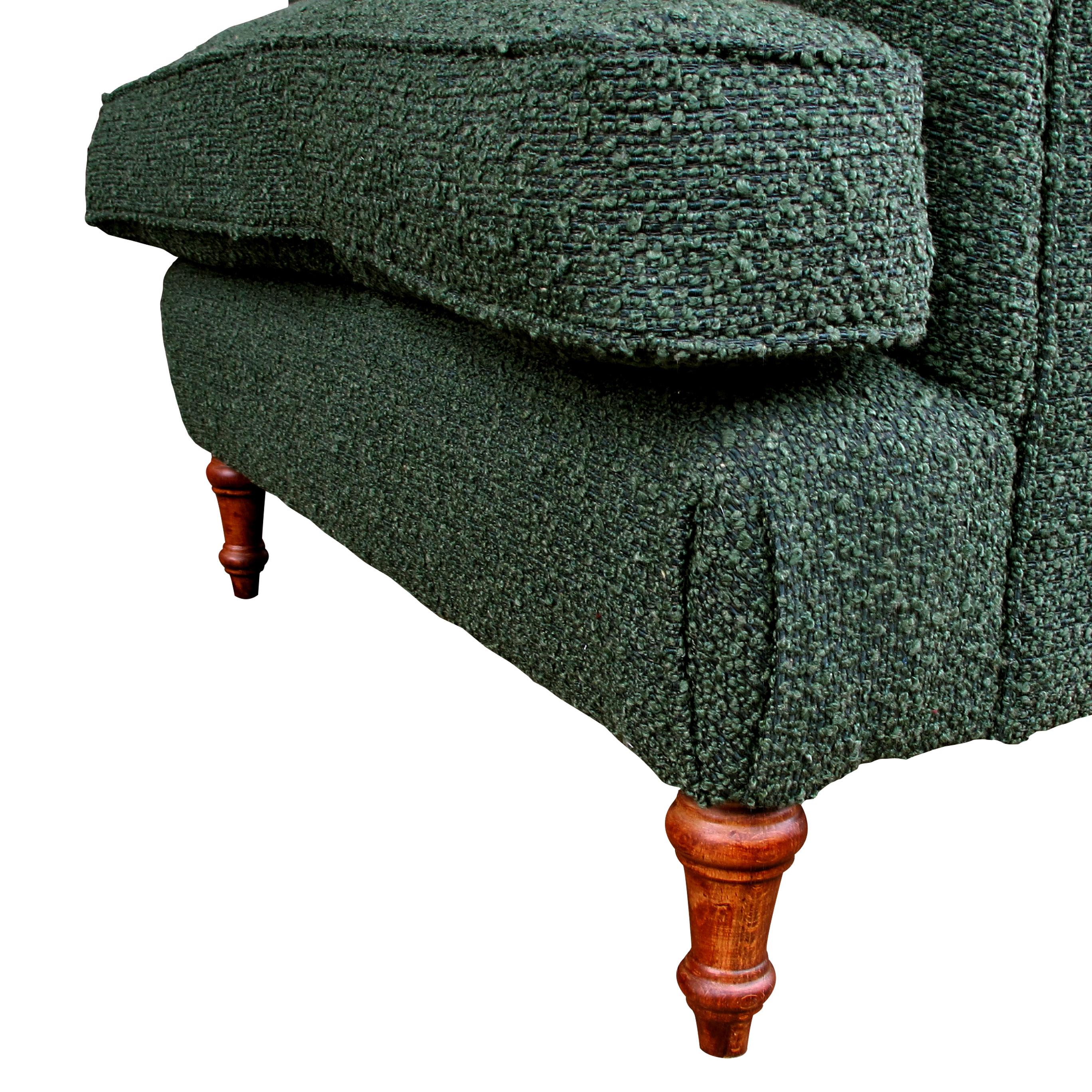 Mid-century Pair of Large Swedish Armchairs Newly Upholstered In a Green Fabric For Sale 2