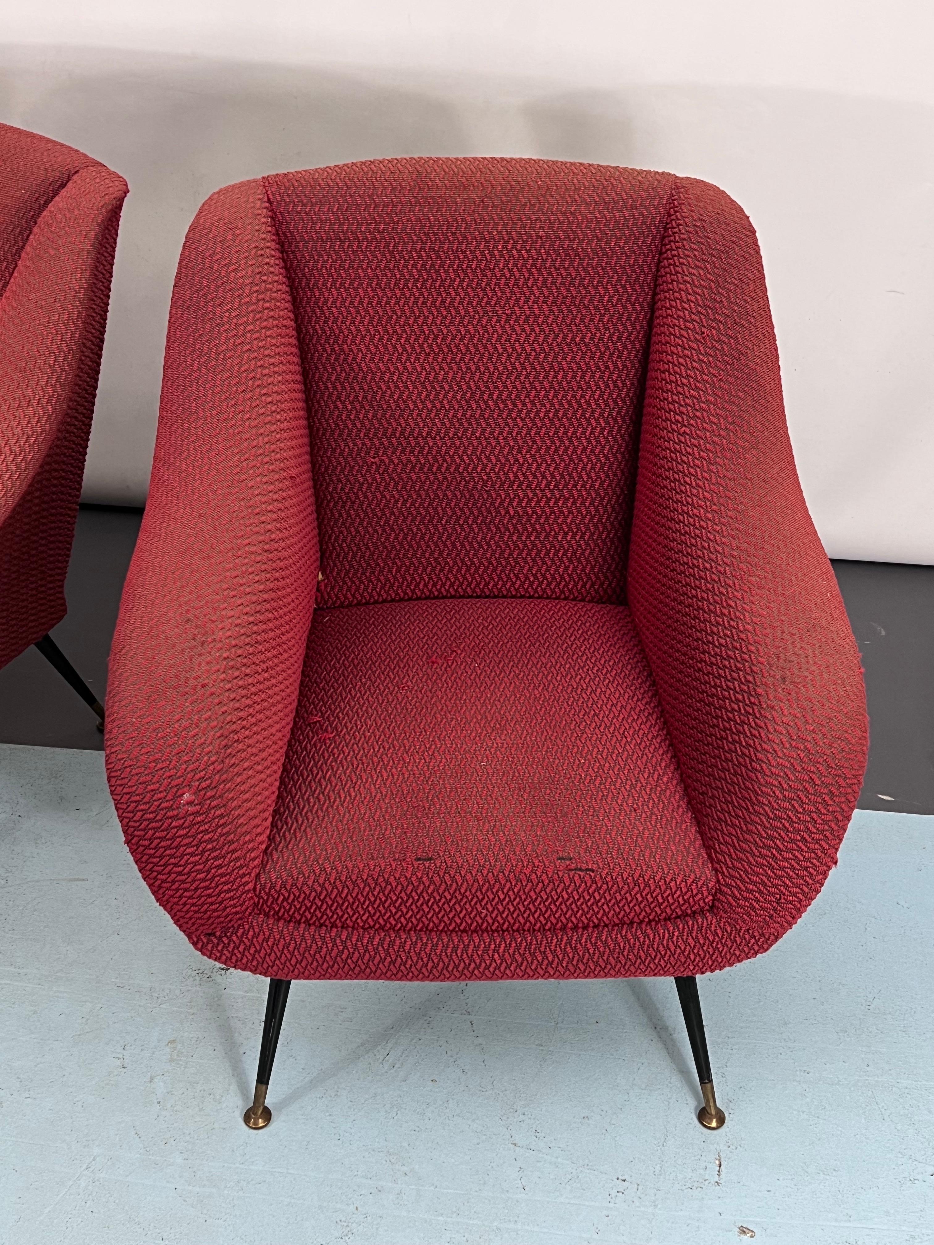 Mid-Century Pair of Lounge Chairs by Gigi Radice for Minotti, Italy, 1950s For Sale 3