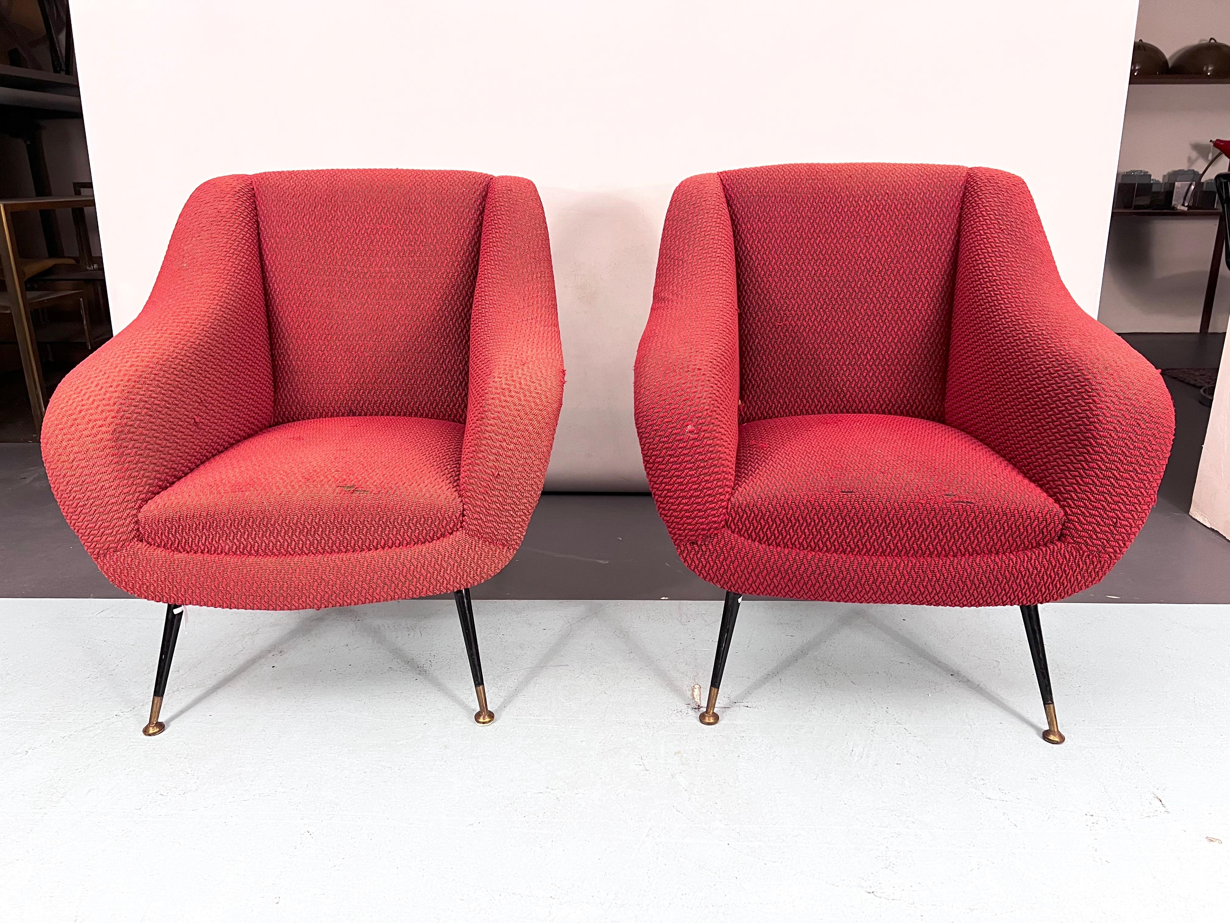 Mid-Century Pair of Lounge Chairs by Gigi Radice for Minotti, Italy, 1950s For Sale 5