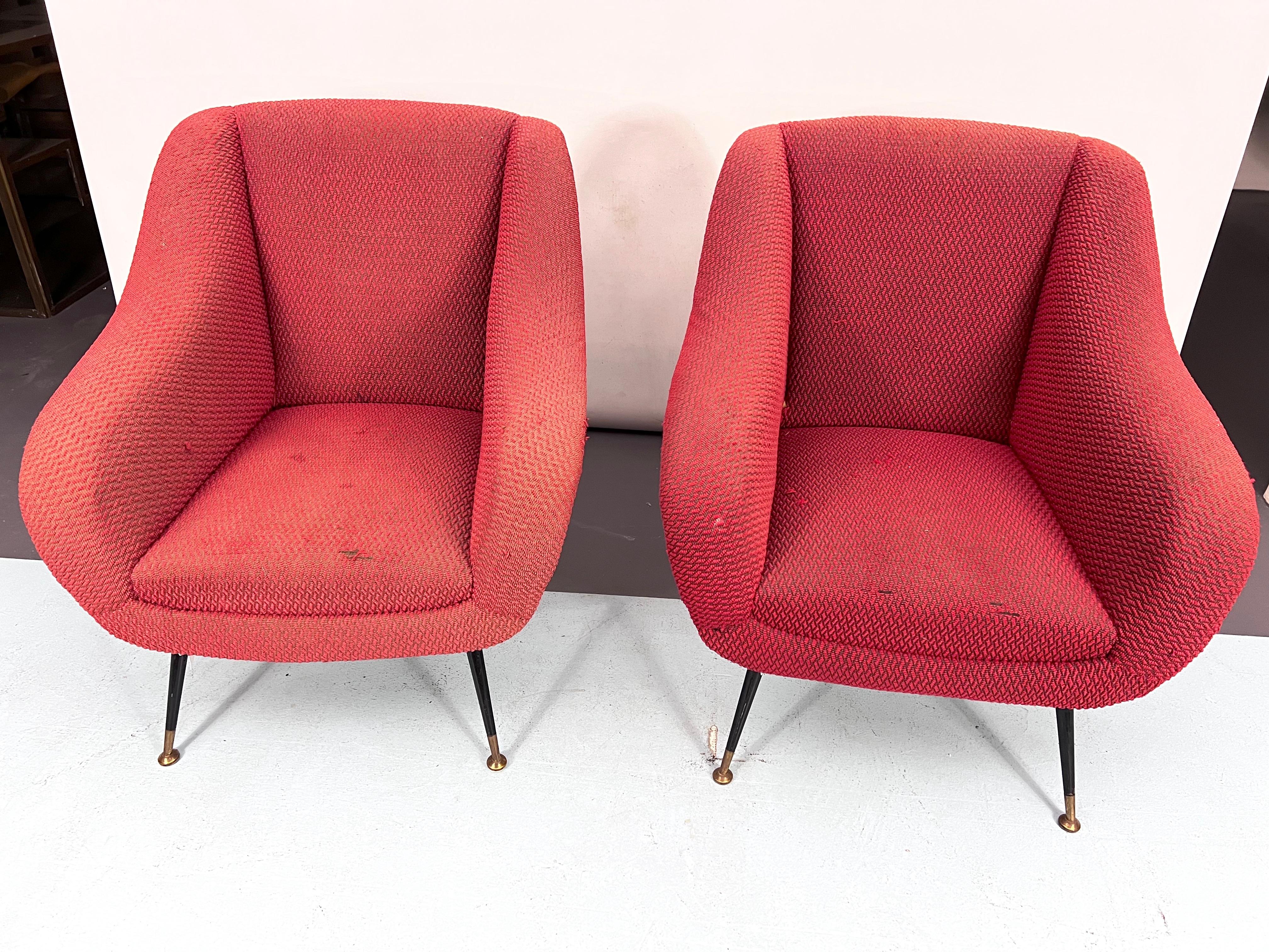 Mid-Century Pair of Lounge Chairs by Gigi Radice for Minotti, Italy, 1950s For Sale 6