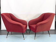 Mid-Century Pair of Lounge Chairs by Gigi Radice for Minotti, Italy, 1950s