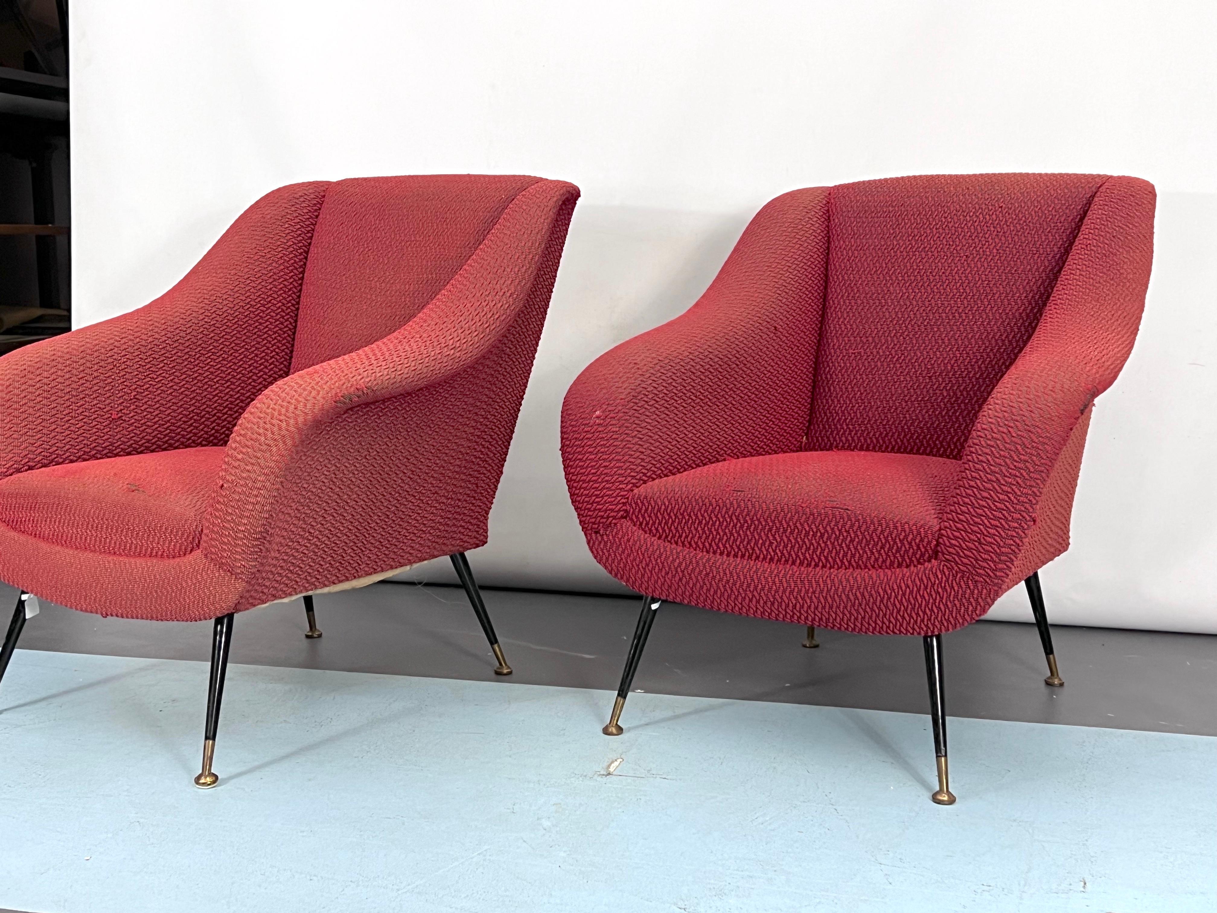 Mid-Century Pair of Lounge Chairs by Gigi Radice for Minotti, Italy, 1950s For Sale 2