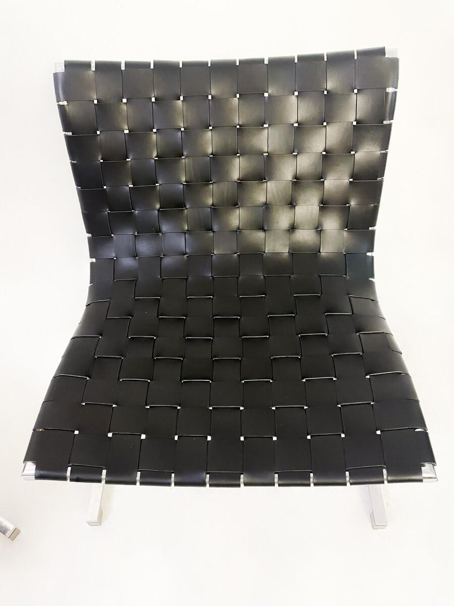 Paire de chaises longues du milieu du siècle par Ross Littell pour ICF, cuir noir, Italie Bon état - En vente à Brussels, BE