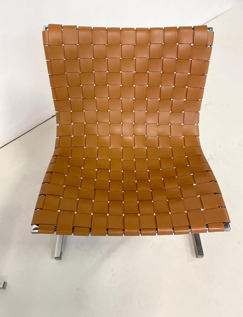 Midcentury Pair of Lounge Chairs by Ross Littell for ICF, Cognac Leather, Italy In Good Condition In Brussels, BE