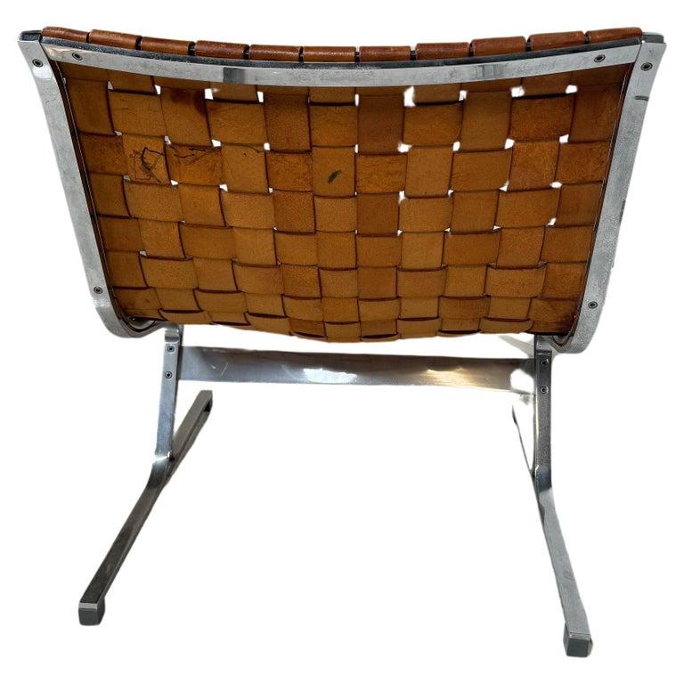 Fin du 20e siècle Paire de fauteuils de salon du milieu du siècle dernier de Ross Littell pour ICF, cuir cognac, Italie en vente