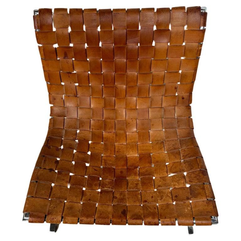 Cuir Paire de fauteuils de salon du milieu du siècle dernier de Ross Littell pour ICF, cuir cognac, Italie en vente