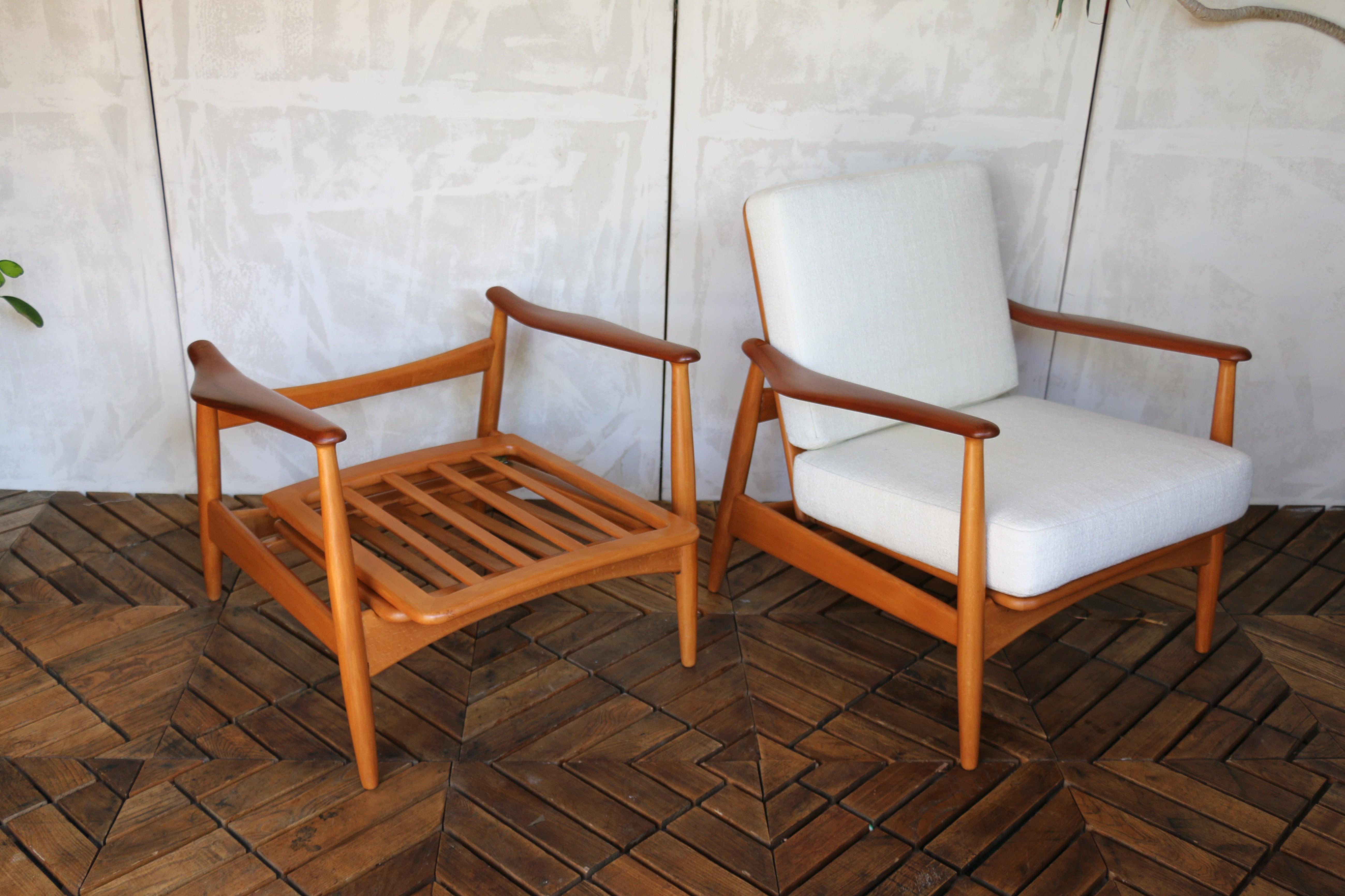 Coppia di sedie da salotto di metà secolo in teak e beeche di Arne Vodder, Danimarca, anni '60 in vendita 7