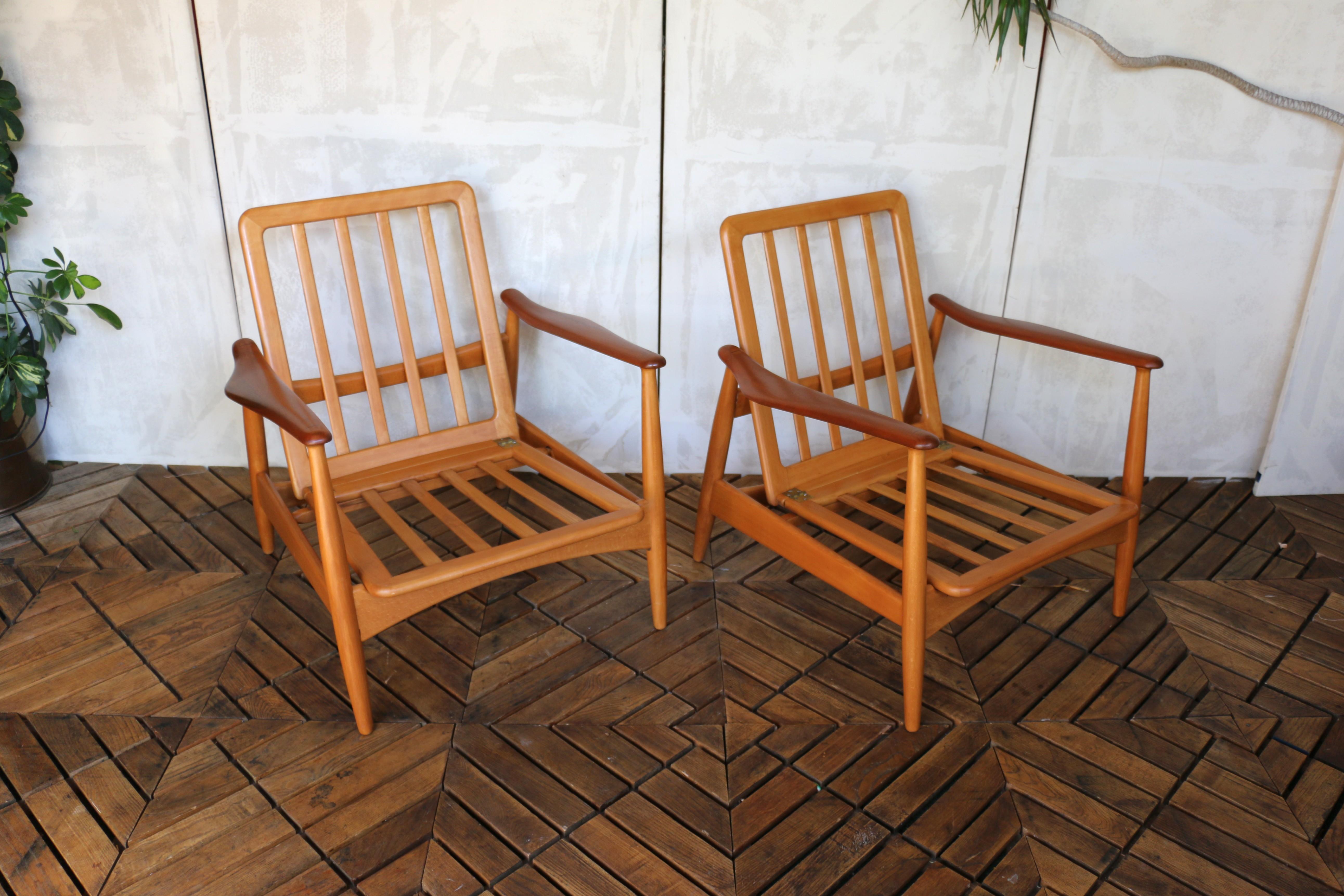 Coppia di sedie da salotto di metà secolo in teak e beeche di Arne Vodder, Danimarca, anni '60 in vendita 8