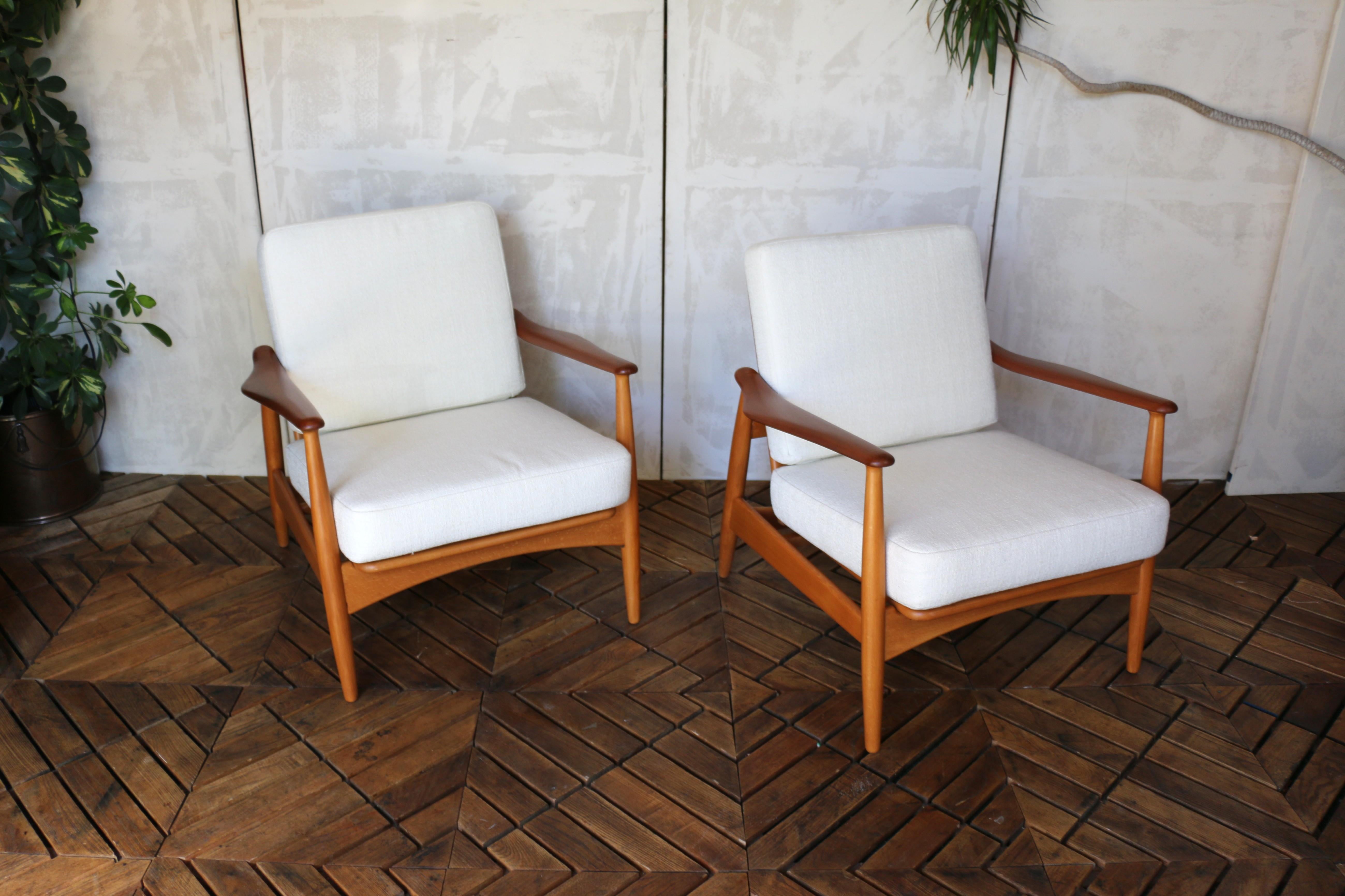 Mid-Century moderno Coppia di sedie da salotto di metà secolo in teak e beeche di Arne Vodder, Danimarca, anni '60 in vendita