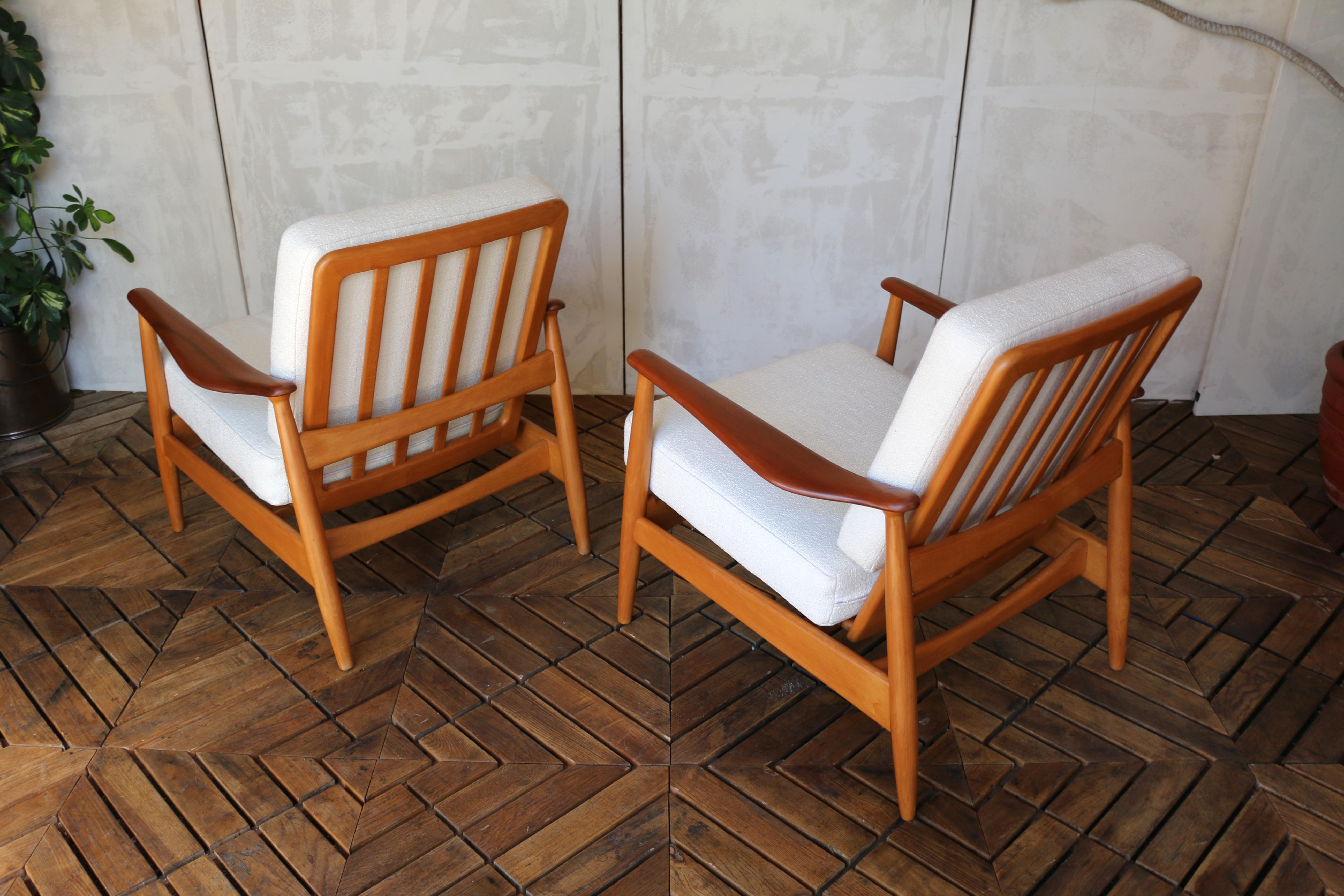 Coppia di sedie da salotto di metà secolo in teak e beeche di Arne Vodder, Danimarca, anni '60 in vendita 1