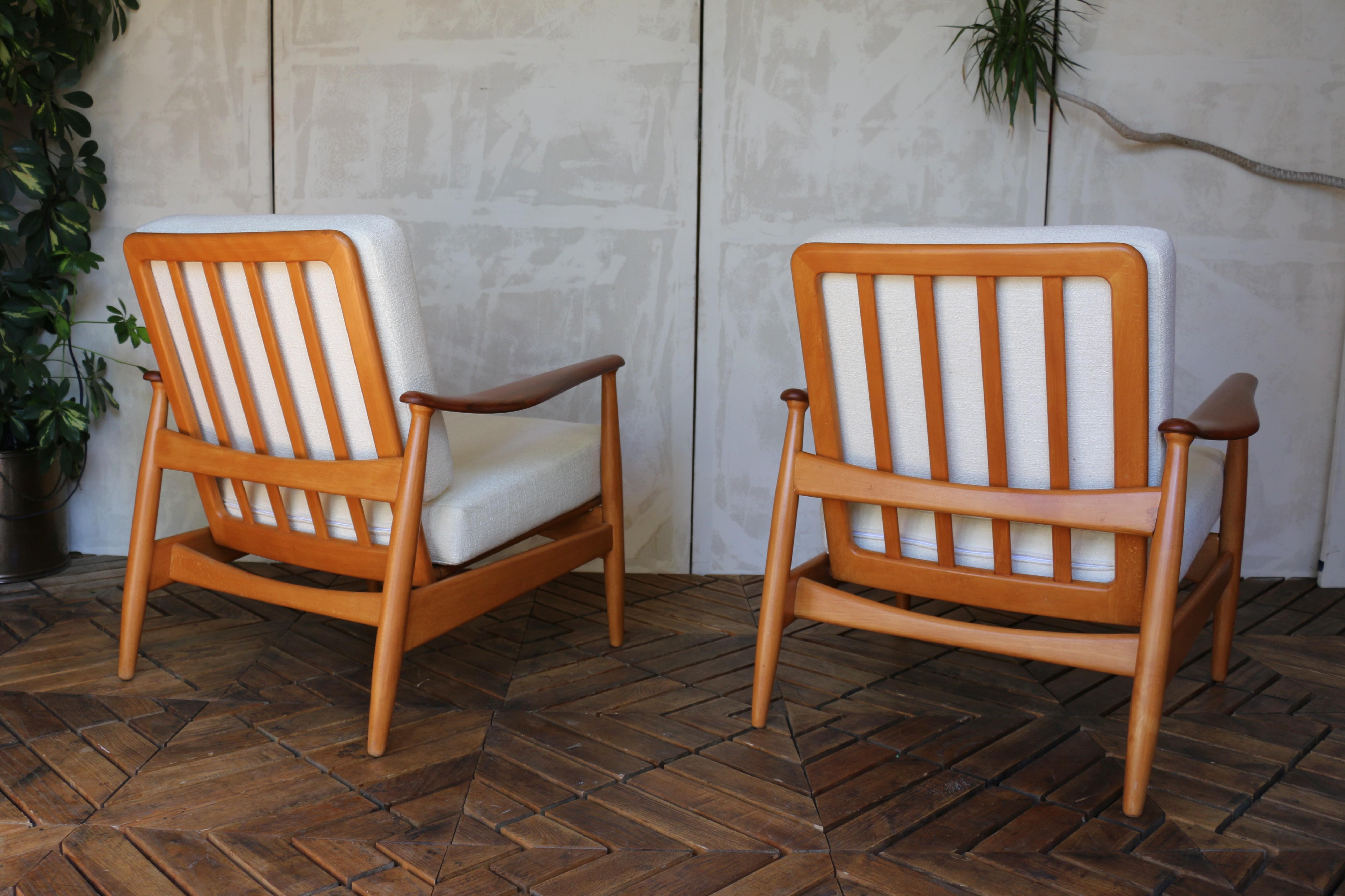 Coppia di sedie da salotto di metà secolo in teak e beeche di Arne Vodder, Danimarca, anni '60 in vendita 2