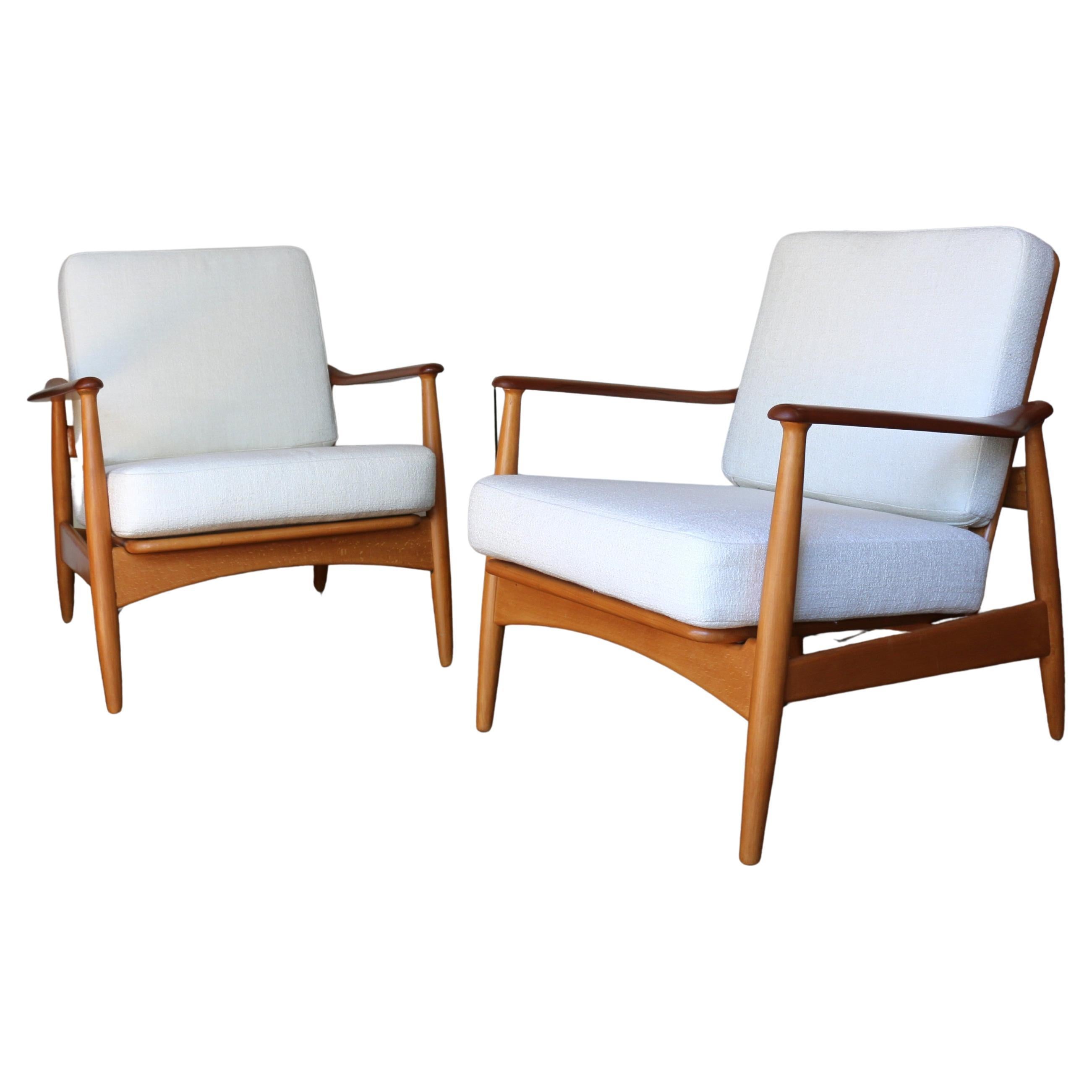 Coppia di sedie da salotto di metà secolo in teak e beeche di Arne Vodder, Danimarca, anni '60 in vendita