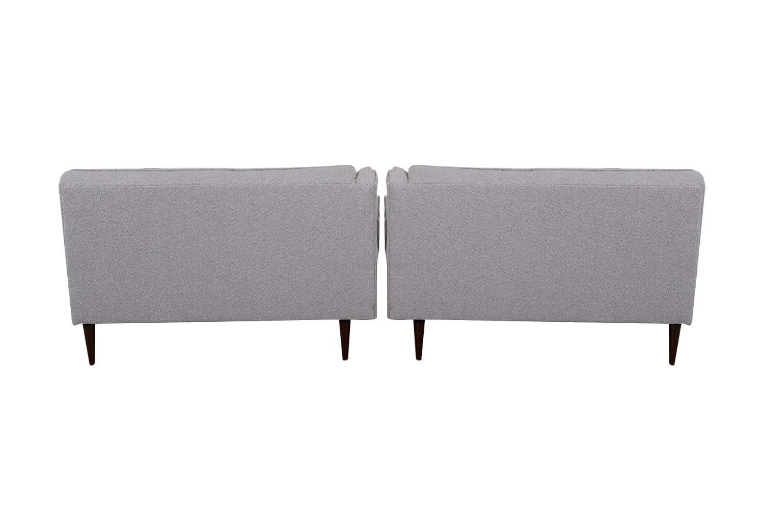 Mid-Century Pair of Loveseat Settee Sofas For Sale 3