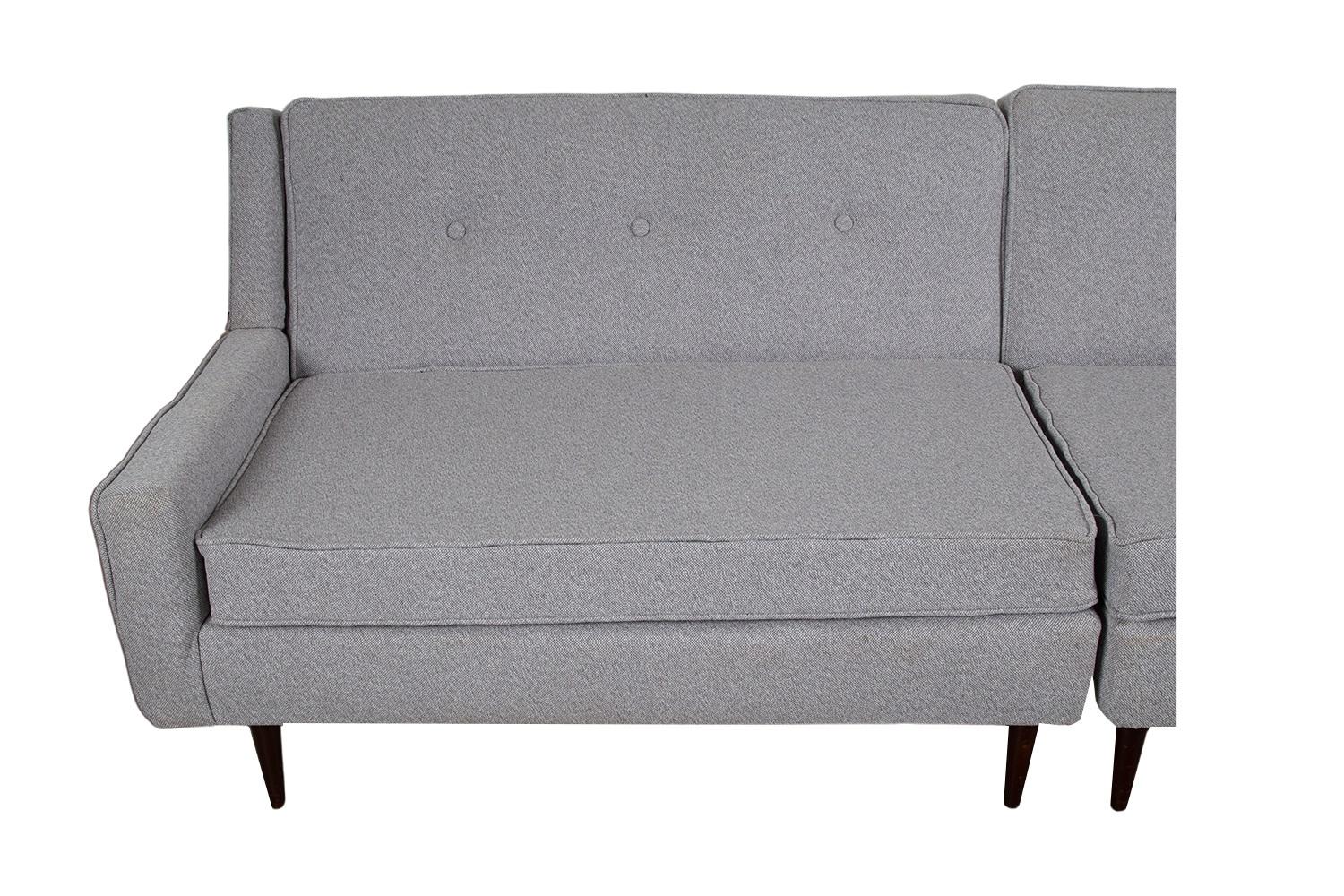 Mid-Century Modern Mid-Century Pair of Loveseat Settee Sofas For Sale