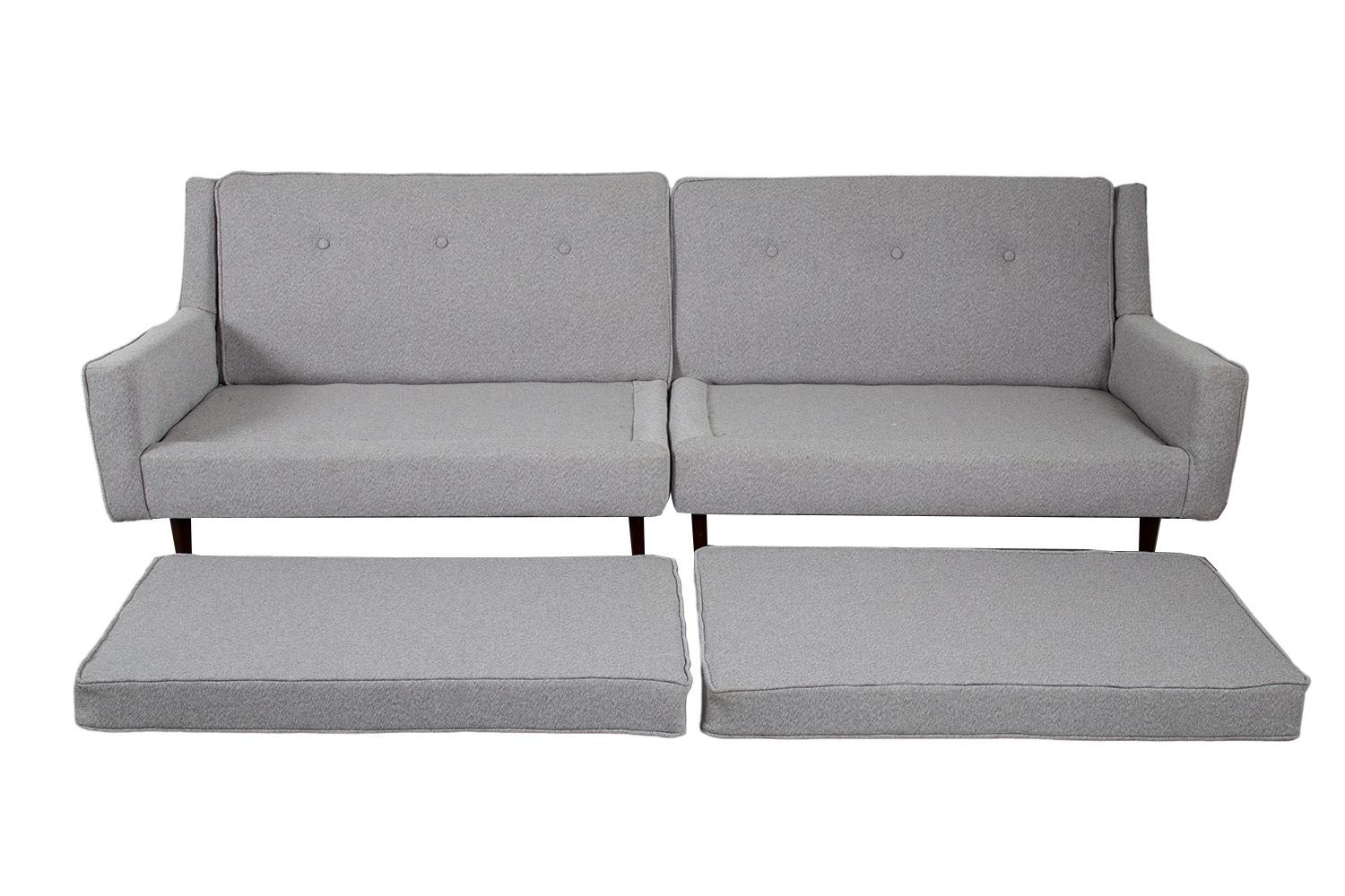 Mid-Century Pair of Loveseat Settee Sofas For Sale 1