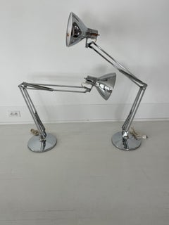 Coppia di lampade da tavolo Luxo in cromo del Medioevo