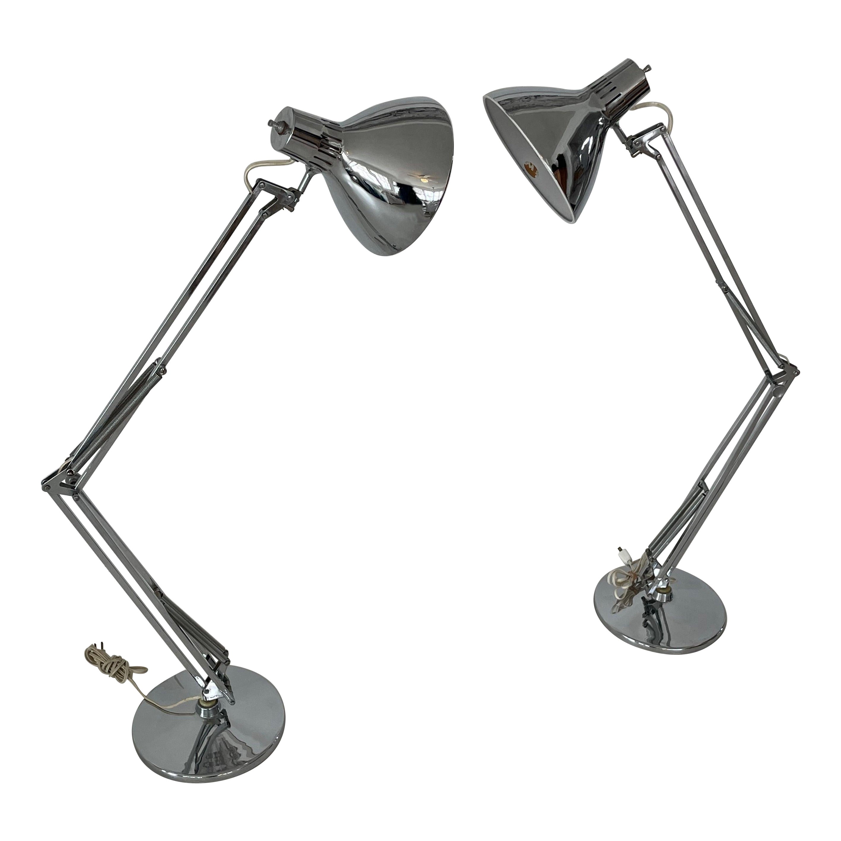 Mid Century Pair of Luxo Chrome Table Lamps