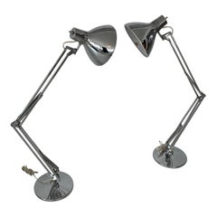 Mid Century Pair of Luxo Chrome Table Lamps