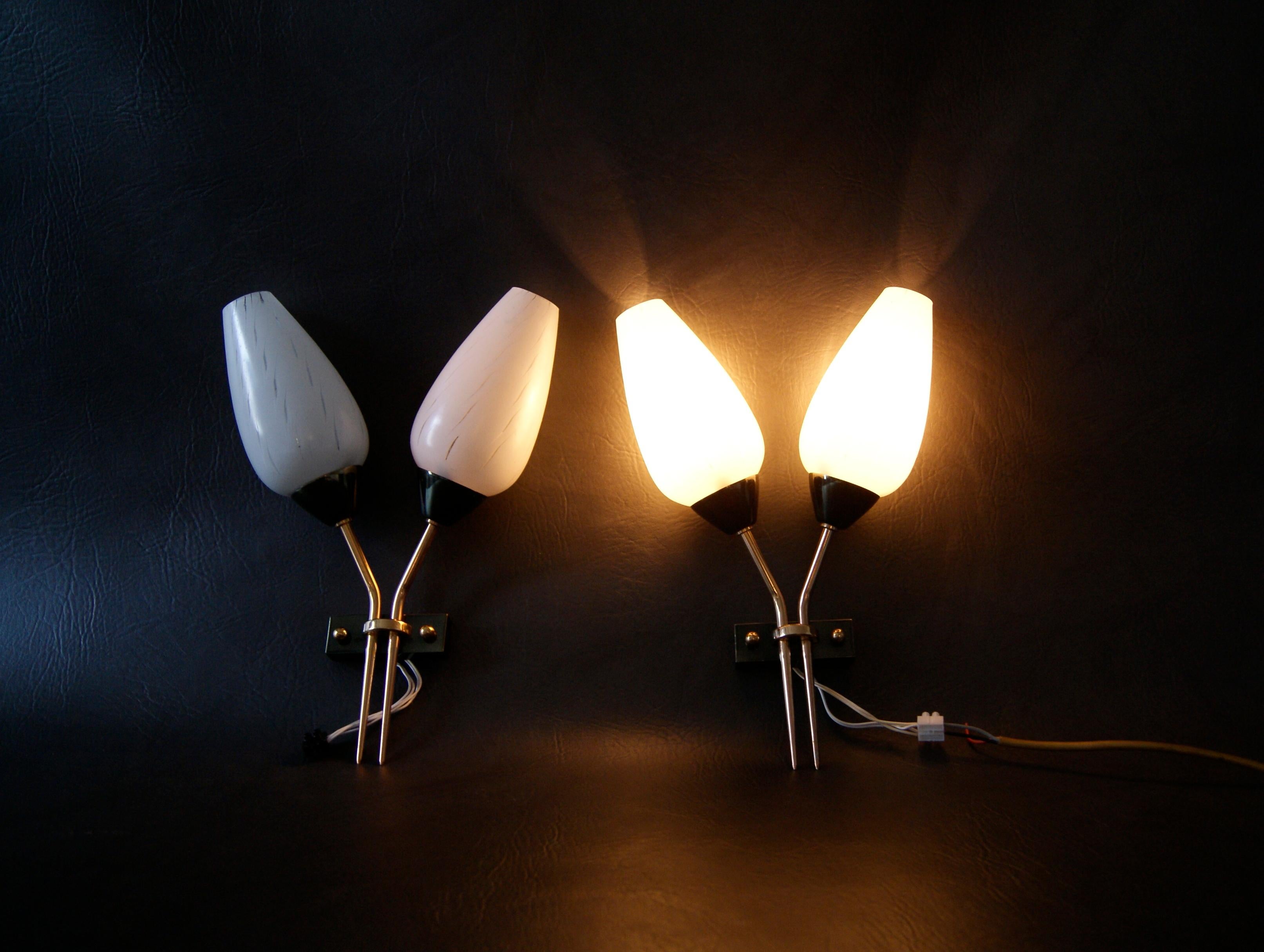 French Midcentury Pair of Maison Arlus Sconces, France, 1950s