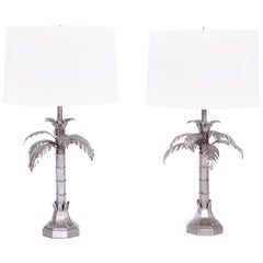 Mid Century Metal Palm Tree Table Lamps