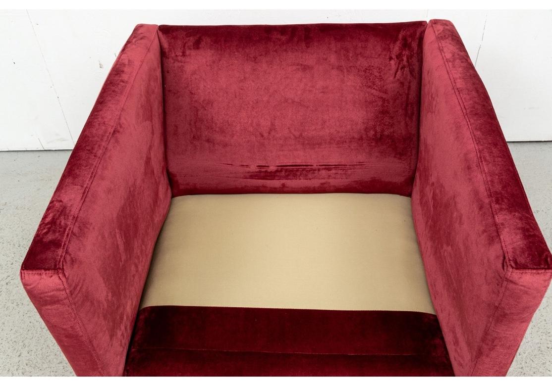 Velvet Mid Century Pair of Milo Baughman Cube Chairs for Thayer Coggin
