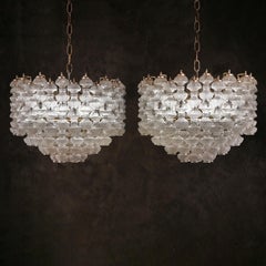 Mid Century Pair of Murano Glass Chandeliers by Flavio Poli for Seguso