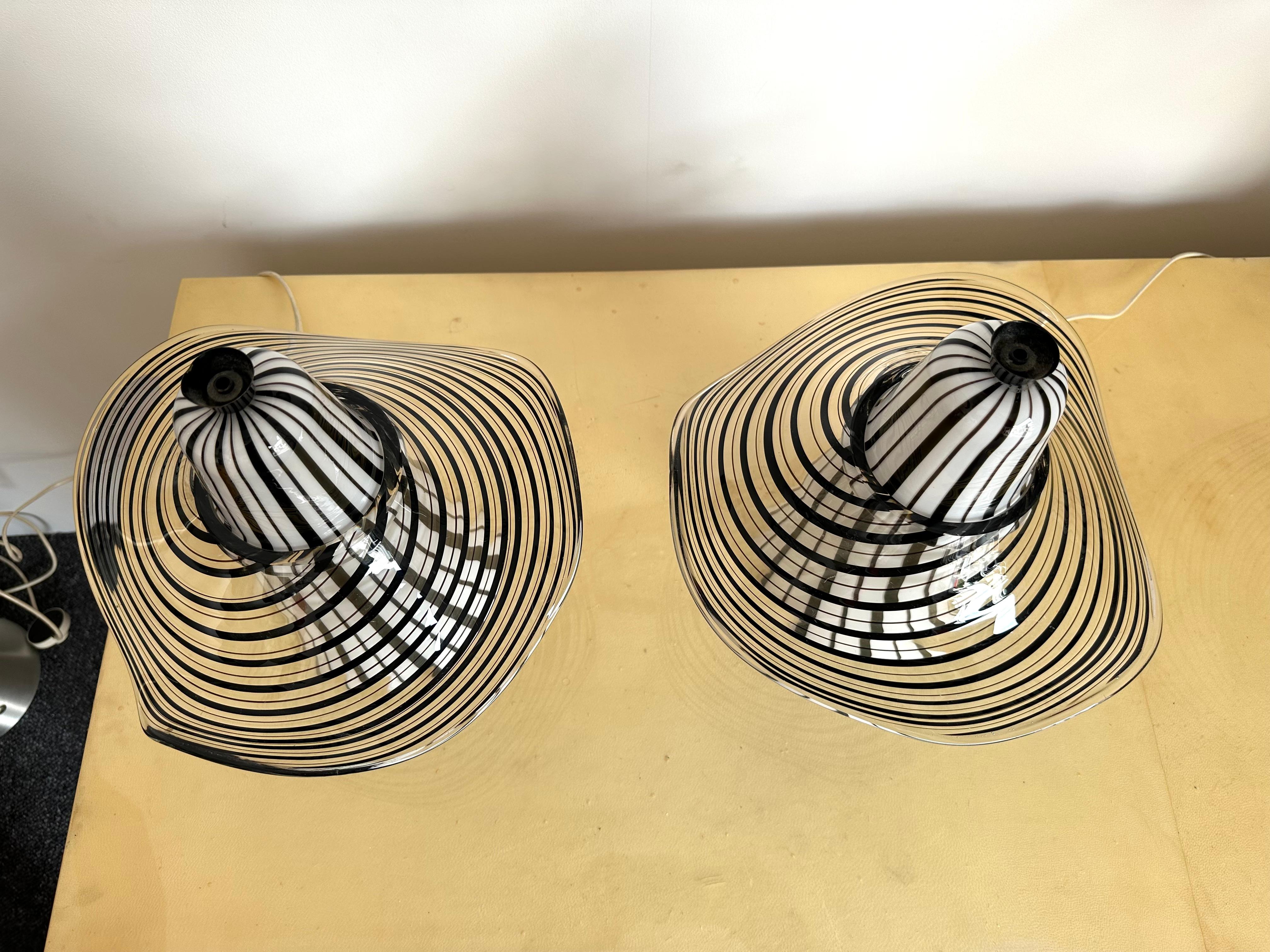 Italian Midcentury Pair of Murano Glass Lamps by Venini, Italy, 1970s