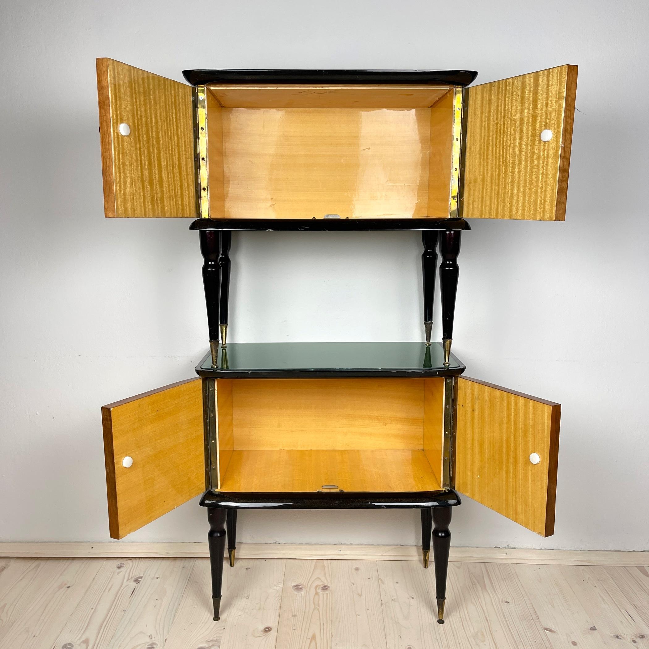 Glass Mid-century pair of nightstands Italy 50s
