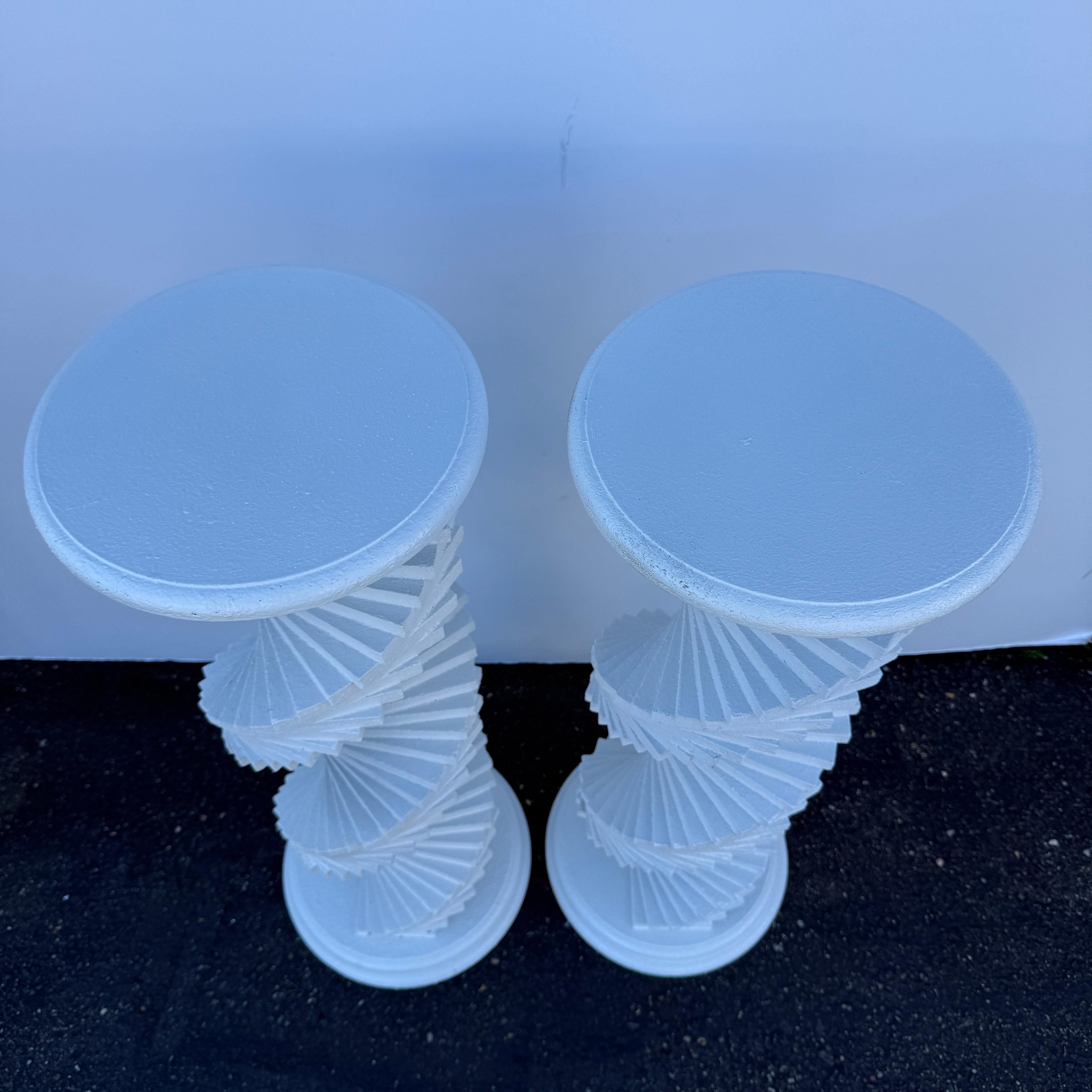 American Mid-Century Pair of Painted Helix Architectural Pedestals For Sale