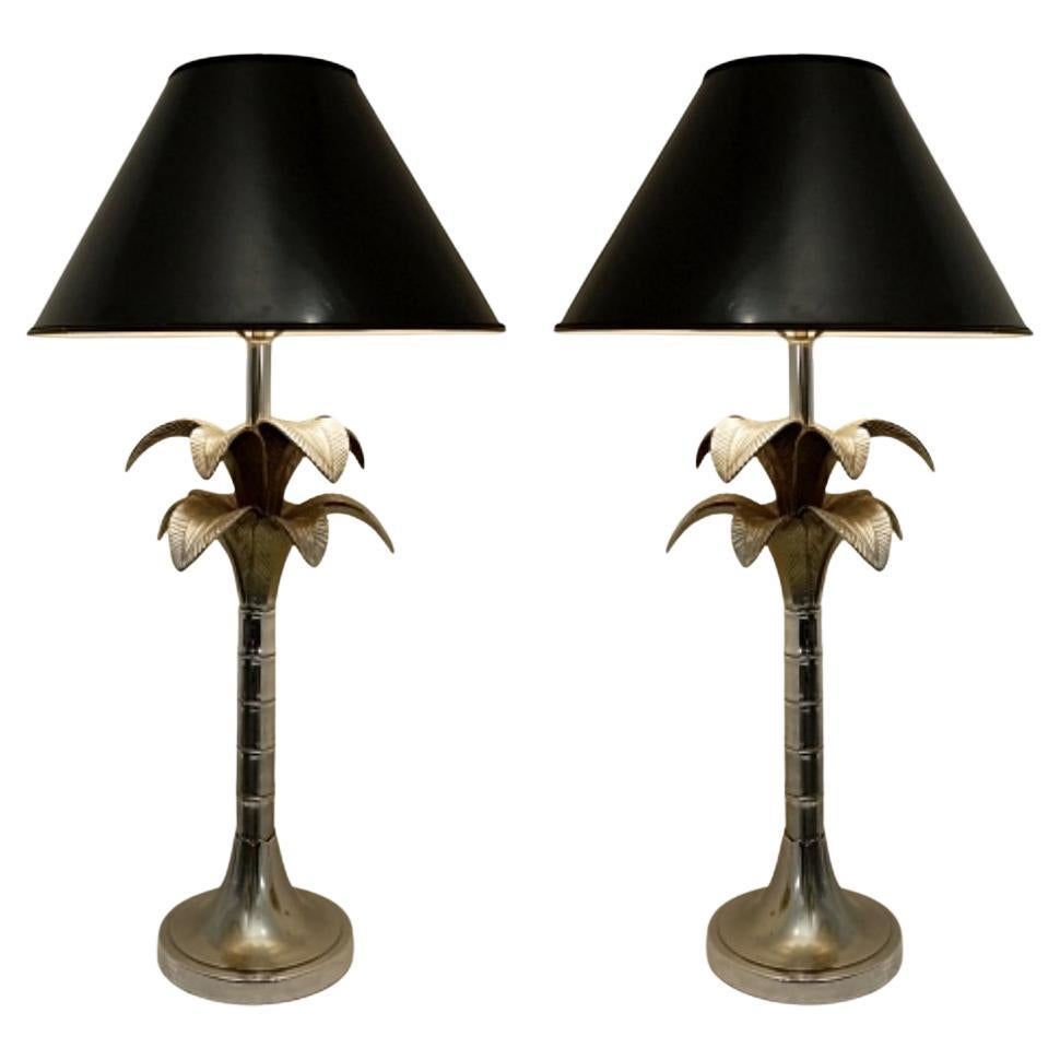 Mid Century Pair Of Palm Tree Table Lamps - 1960s